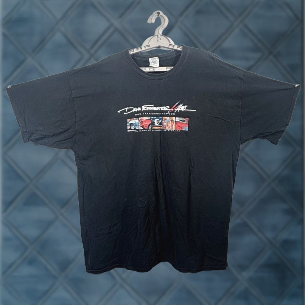Gildan VINTAGE Dana Forrester "20 Years of Automotive Fine Art" Men's Graphic T-Shirt 2XL Black Cotton Knit Logo Gildan 90s Shirt Mens Size US XXL / EU 58 / 5 - 1 Thumbnail