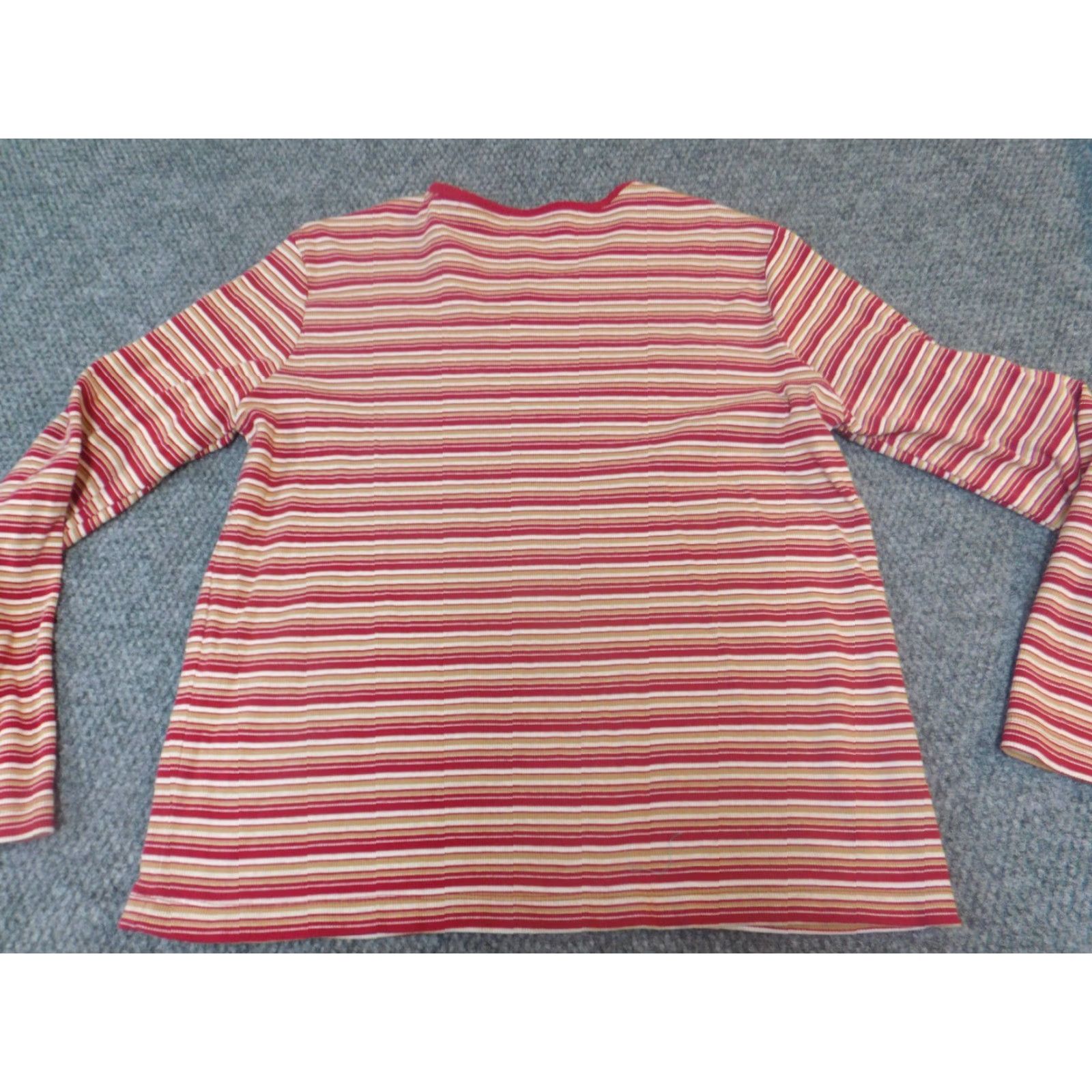 Vintage Bobbie Brooks Womens Sweater L Pullover V-Neck Red Striped Knit Acrylic Regular All Seasons Size L / US 10 / IT 46 - 5 Thumbnail