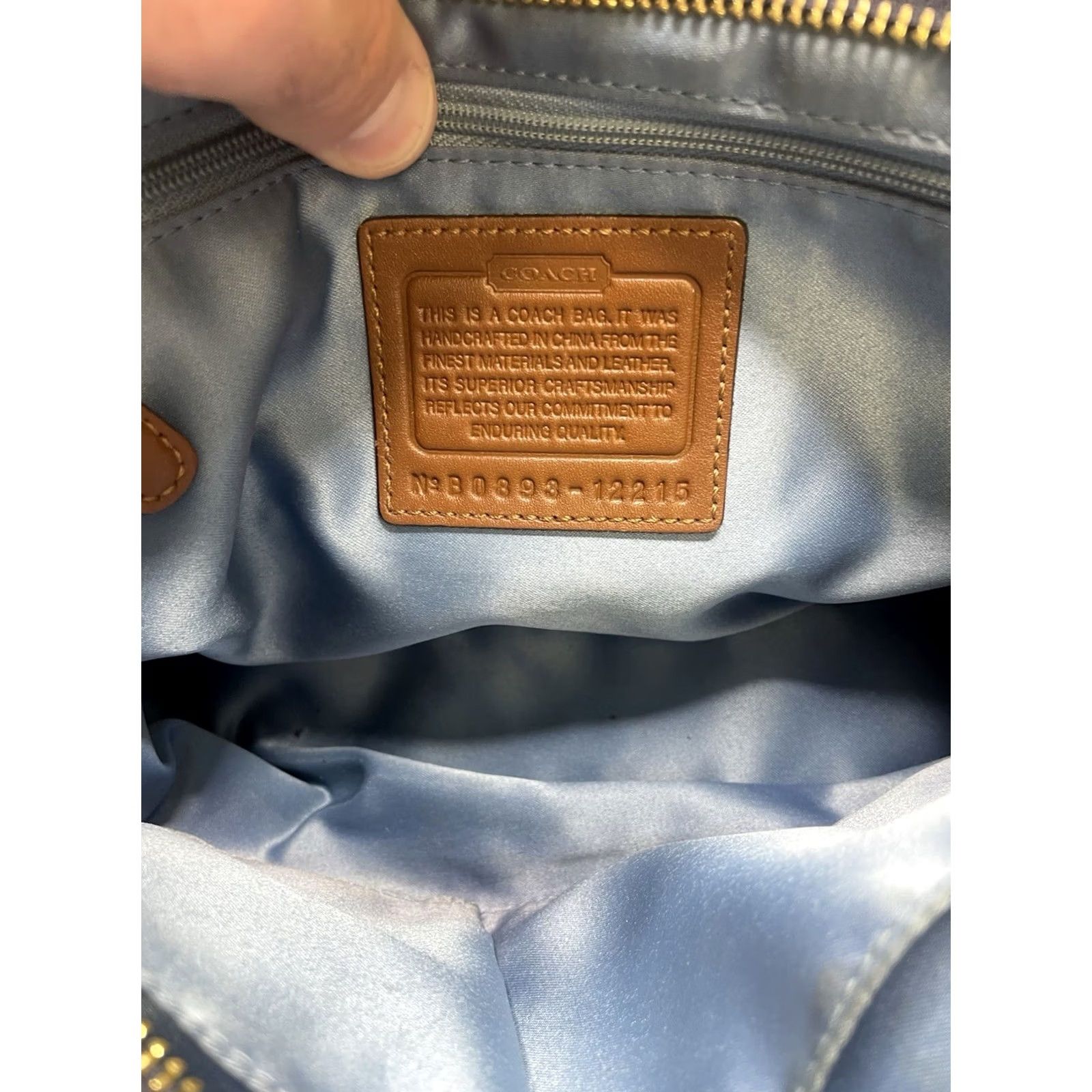 Coach COACH Carly Denim Patchwork Hobo Bag Shoulder Bag Tan Leather Denim 12215 Y2K Women’s Leather Lining Cars Theme Size ONE SIZE - 3 Thumbnail