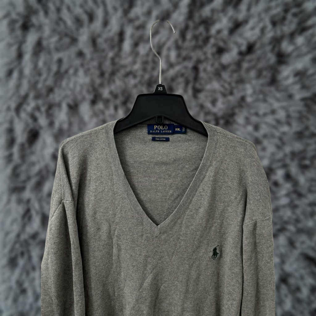 Polo Ralph Lauren Polo Ralph Lauren Sweater Mens 2XL Gray V-Neck Pullover Long Sleeve Pima Cotton Logo Shirt Size US XXL / EU 58 / 5 - 1 Thumbnail
