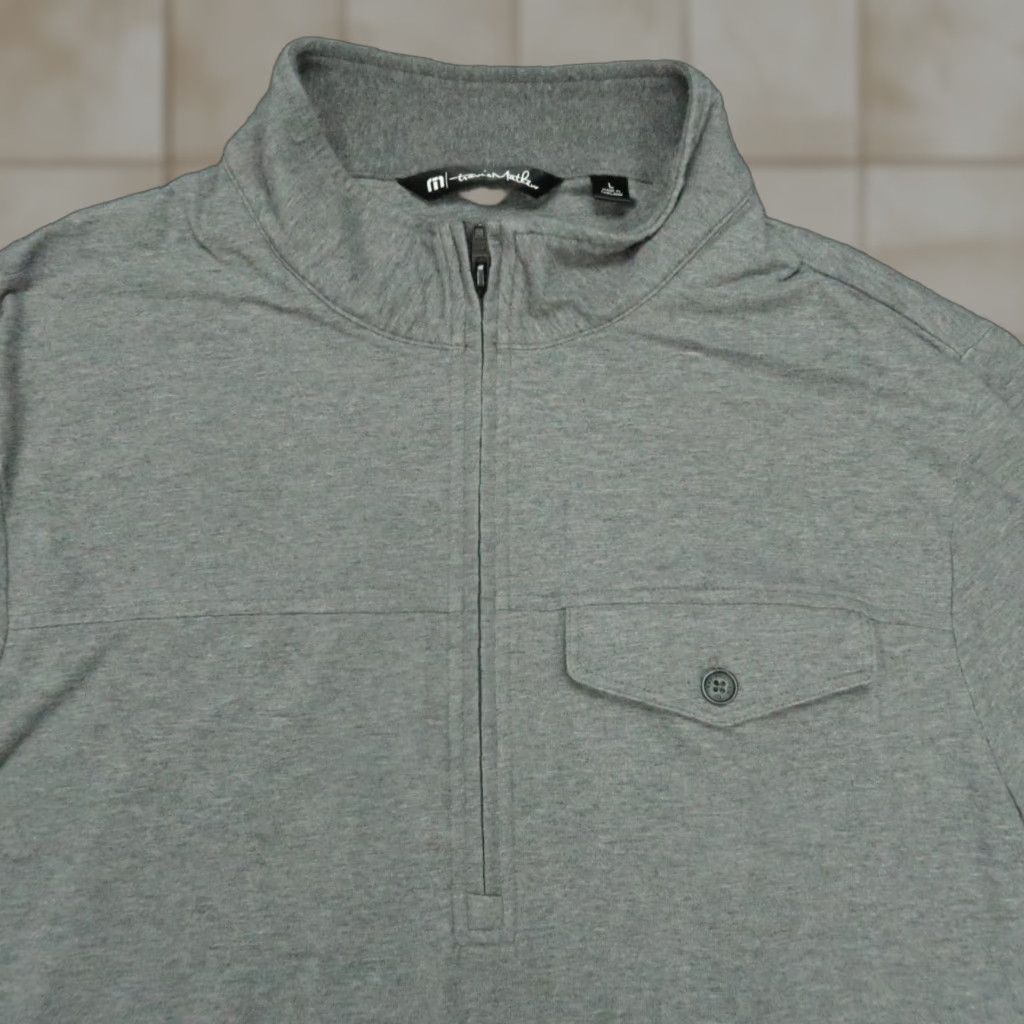 TravisMathew Travis Mathew Pullover Mens Large Gray The 805 Quarter Zip Stretch Sweater Size US L / EU 52-54 / 3 - 1 Thumbnail