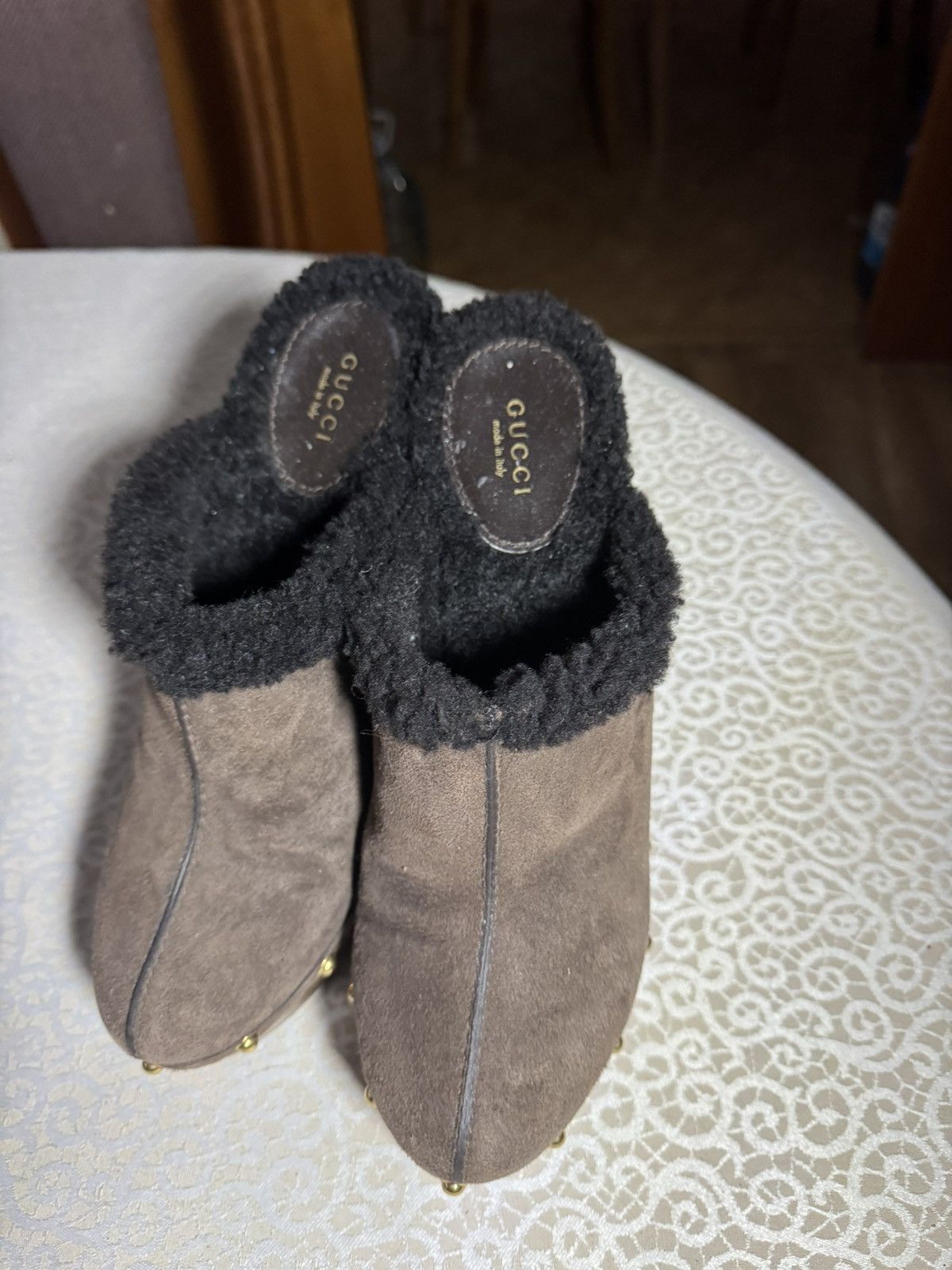 Gucci Gucci Suede Wooden Platform Mules – Made in Italy Size US 9.5 / IT 39.5 - 2 Thumbnail