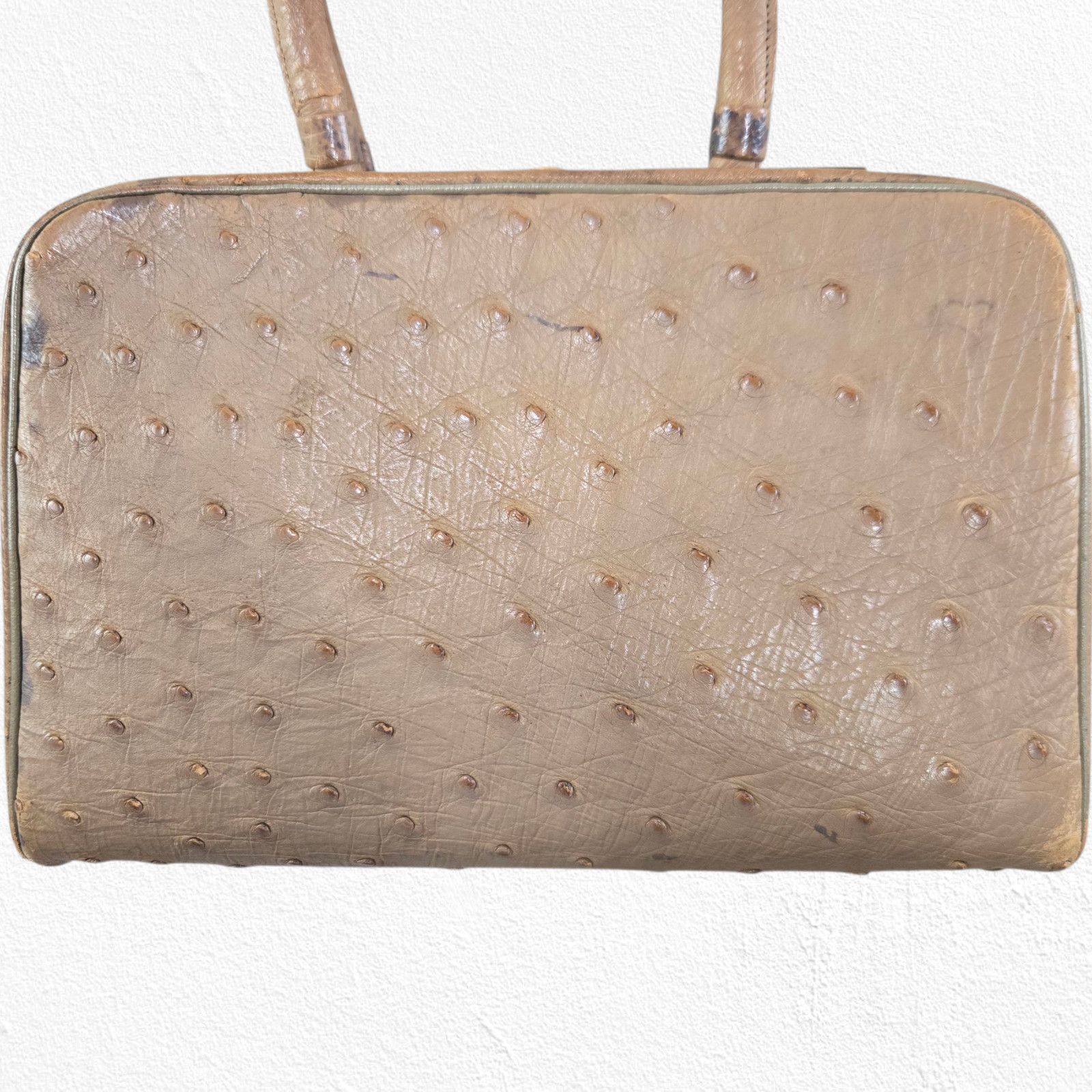 Vintage 1950s Genuine Ostrich Leather Top Handle Purse Size ONE SIZE - 3 Thumbnail