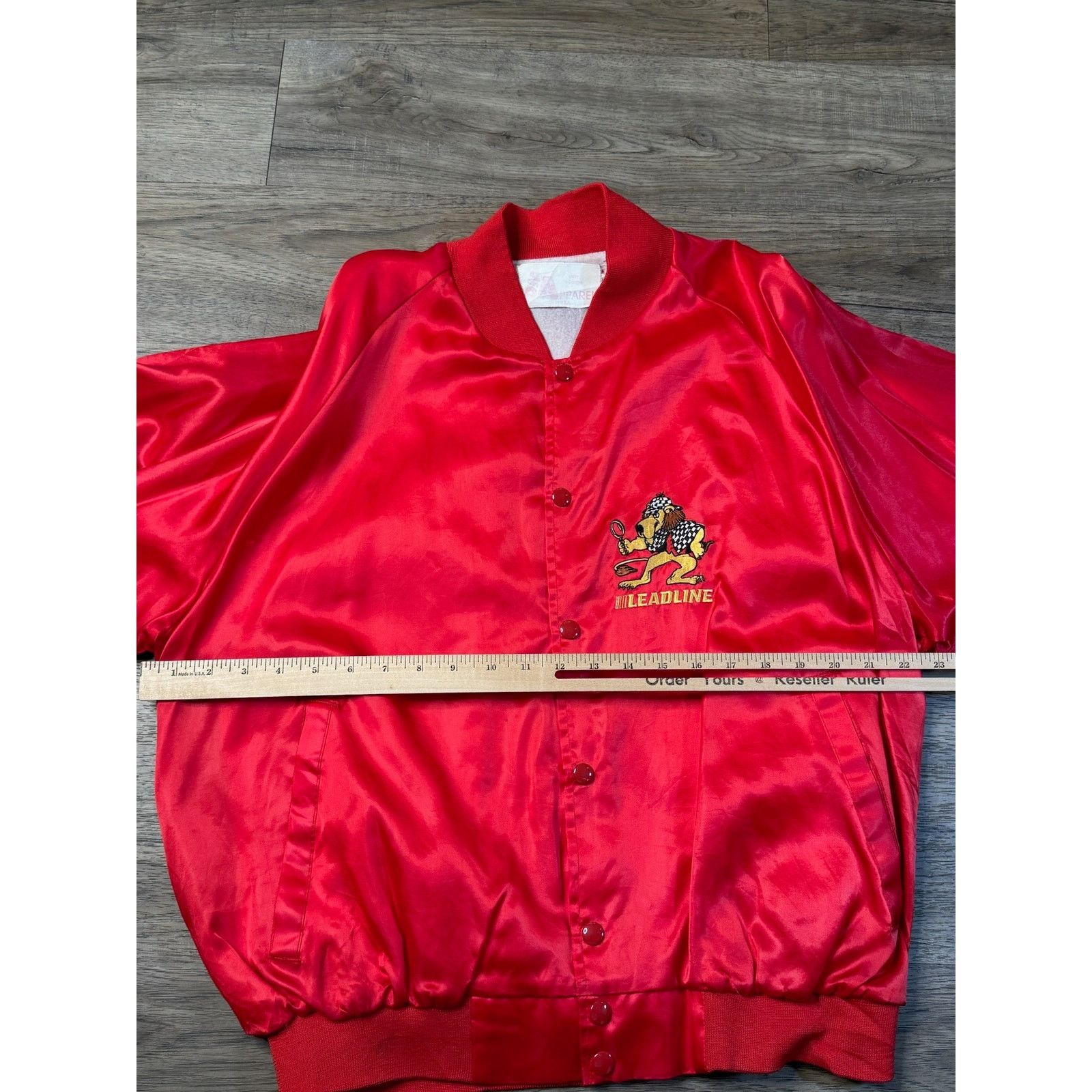 Vintage Vintage Leadline Red Satin Bomber Jacket Embroidered Logo XL Size US XL / EU 56 / 4 - 4 Thumbnail