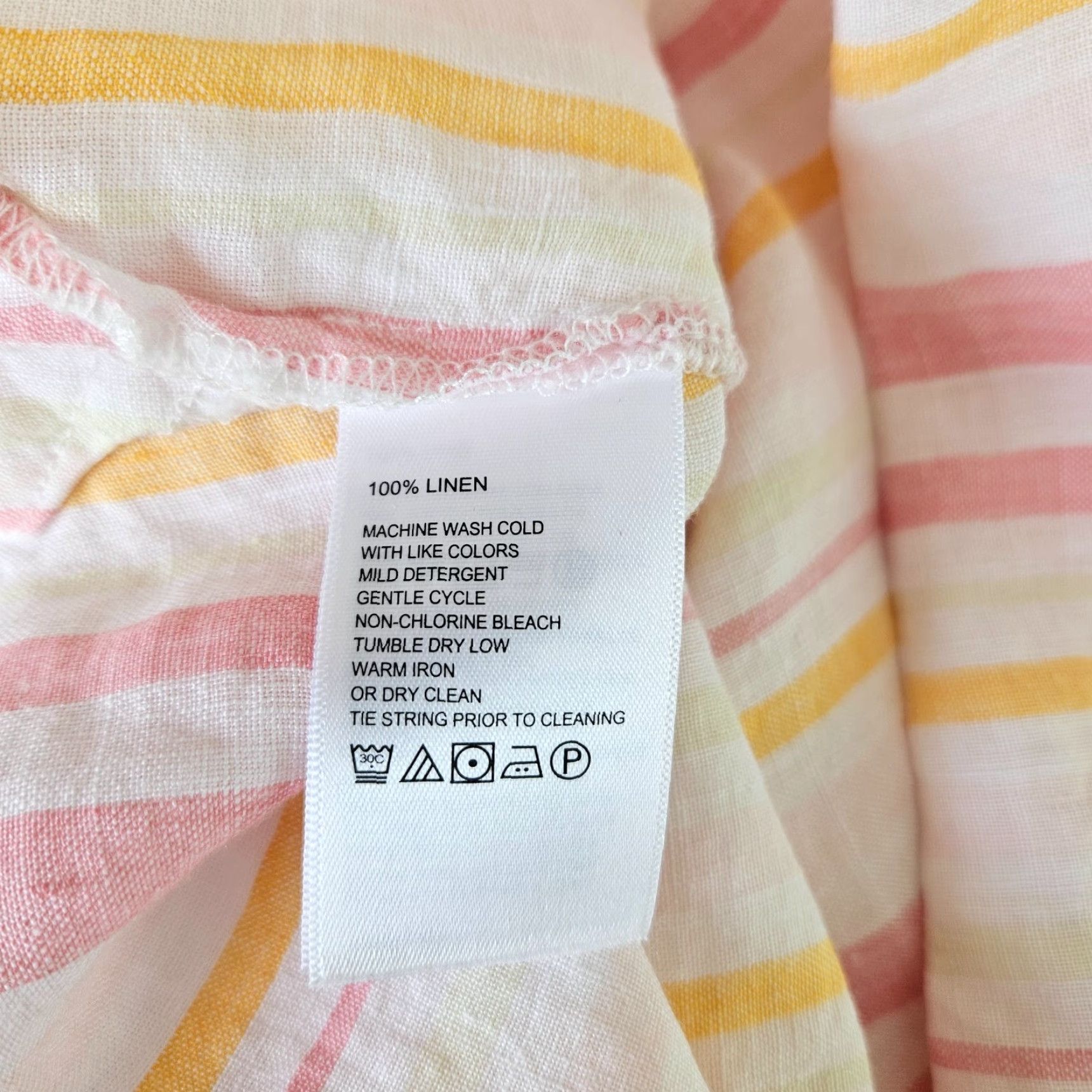 Tommy Bahama Tommy Bahama Womens Linen Top XL Pink Yellow Stripe Sleeveless Blouse Shirt/Top Size XL / US 12-14 / IT 48-50 - 4 Thumbnail