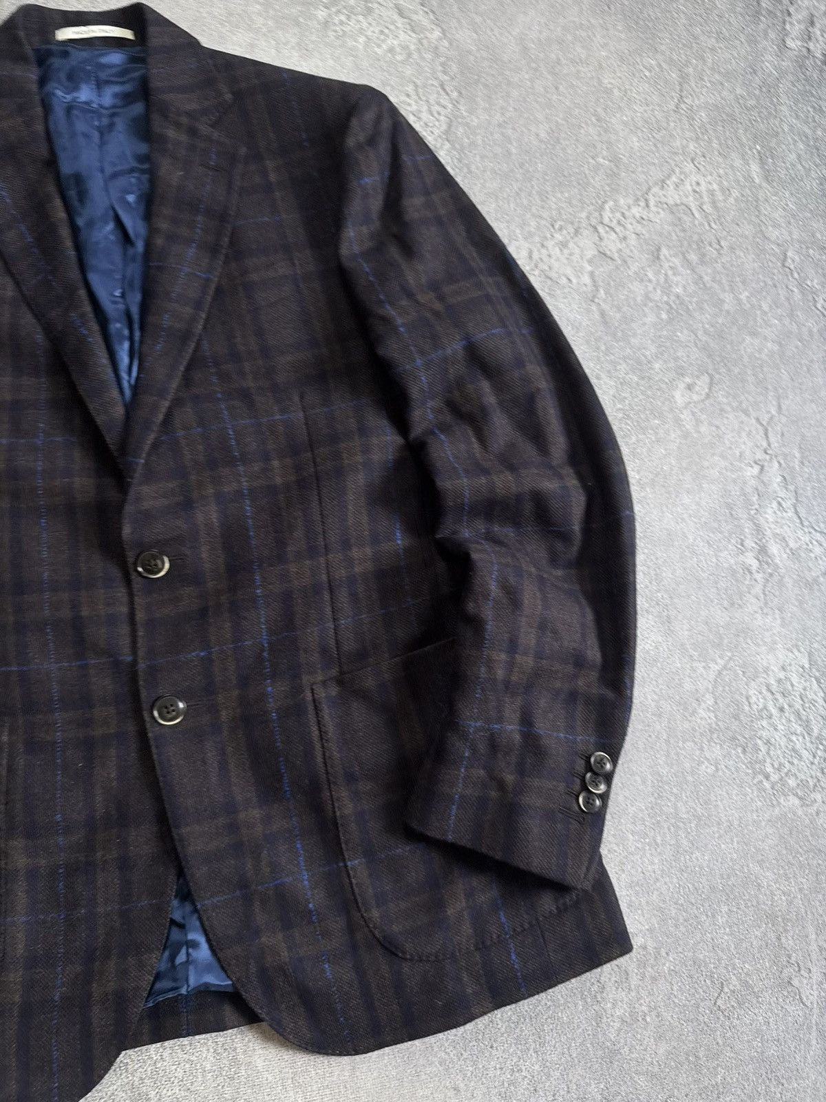 Boggi Boggi 52size wool Chekered blazer button up jacket luxury Size 42R - 5 Thumbnail