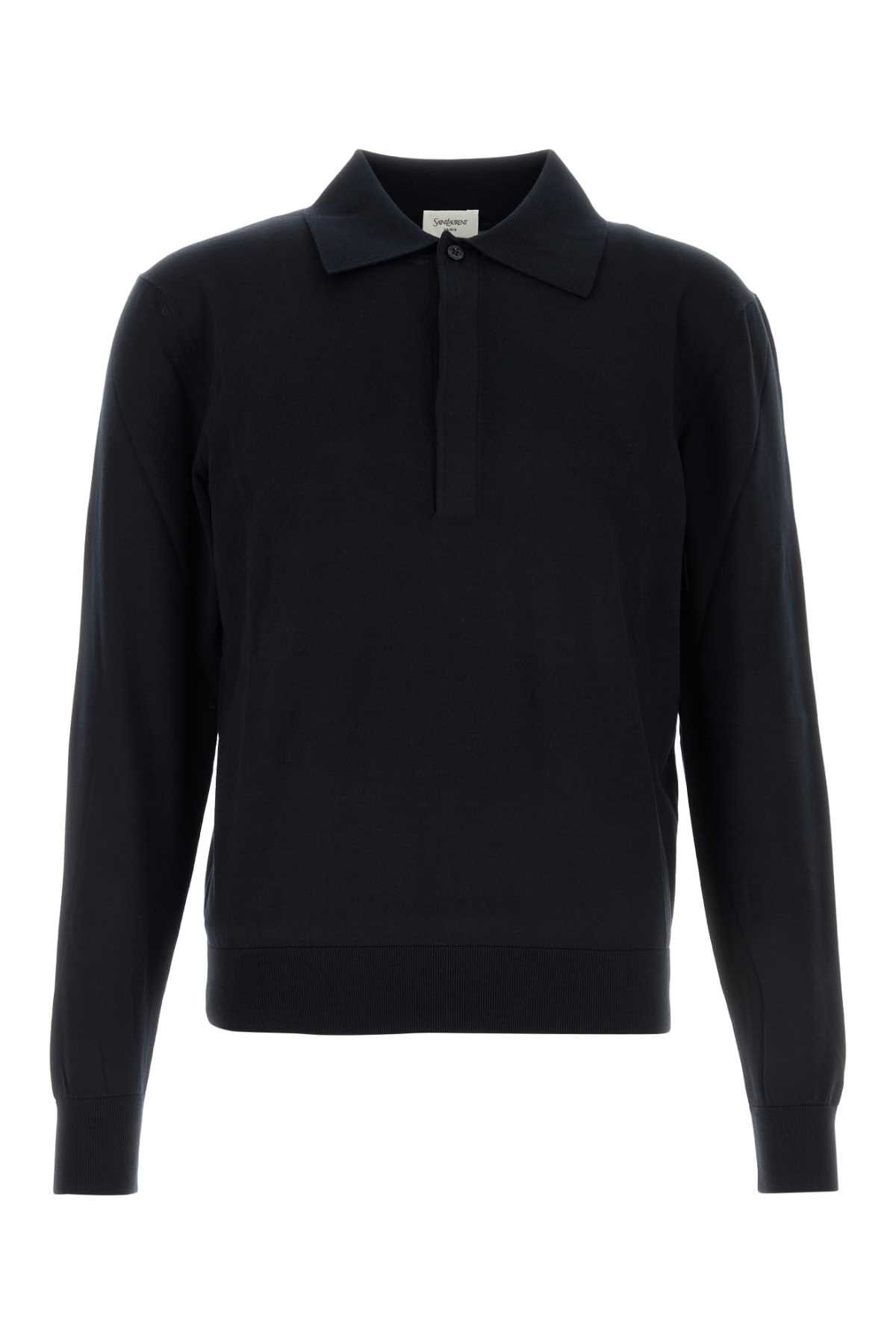 Saint Laurent Paris Midnight Blue Silk Blend Polo Shirt Size US M / EU 48-50 / 2 - 1 Thumbnail