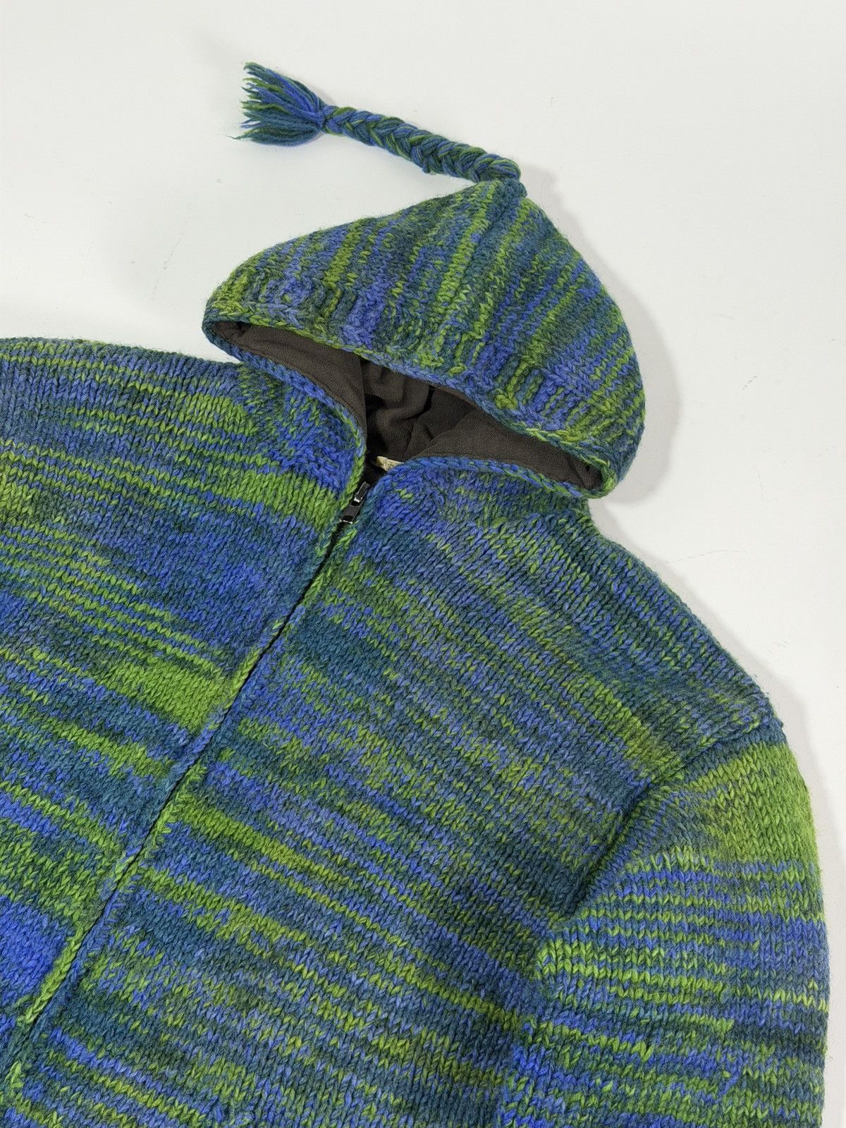 Vintage Nepalese Wool Knit Tassle Zip-Up Hoodie Size US M / EU 48-50 / 2 - 2 Thumbnail