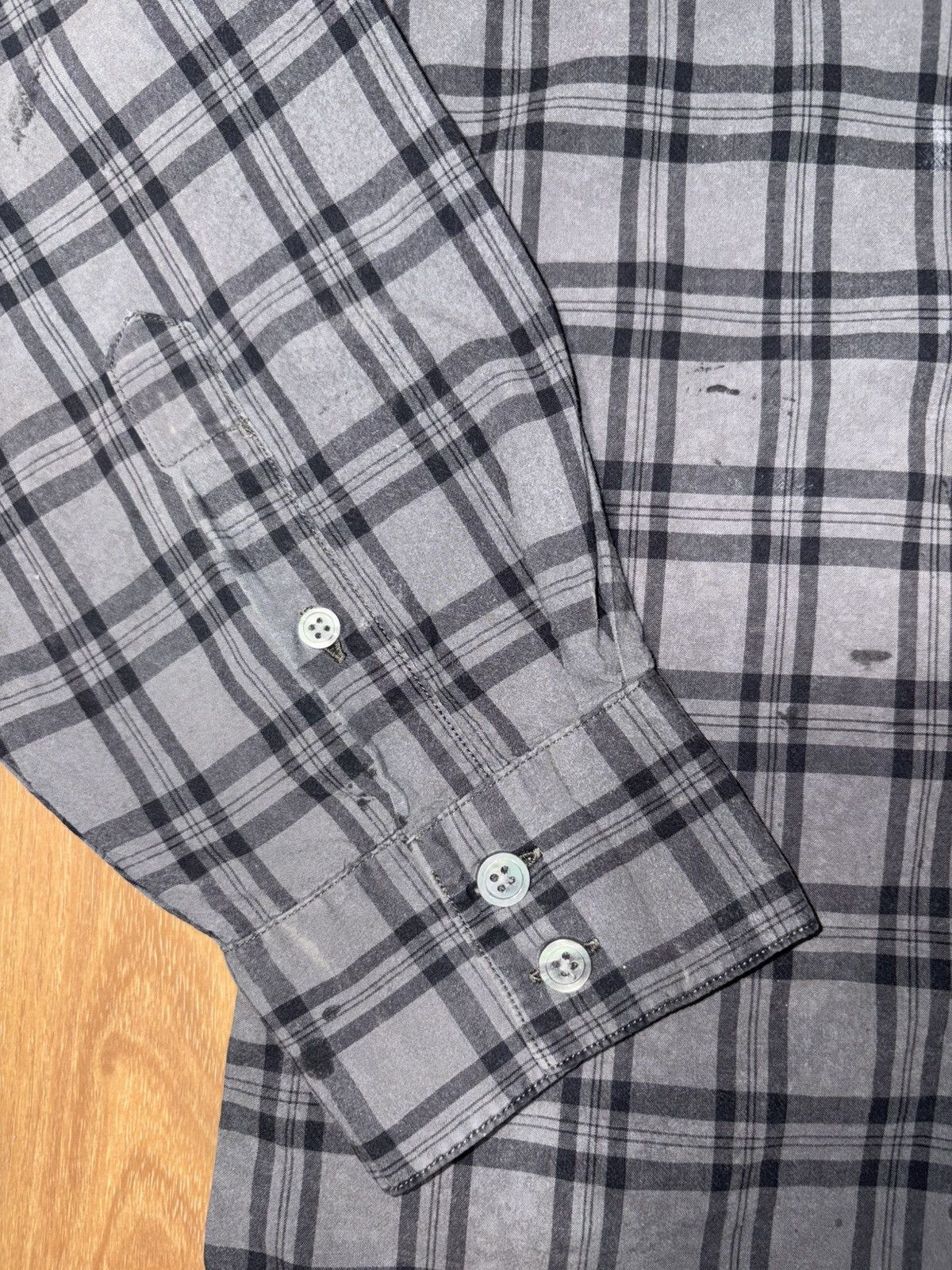 John Varvatos John Varvatos U.S.A. Grey Plaid Paint Splatter Shirt XXL Size US XXL / EU 58 / 5 - 3 Thumbnail