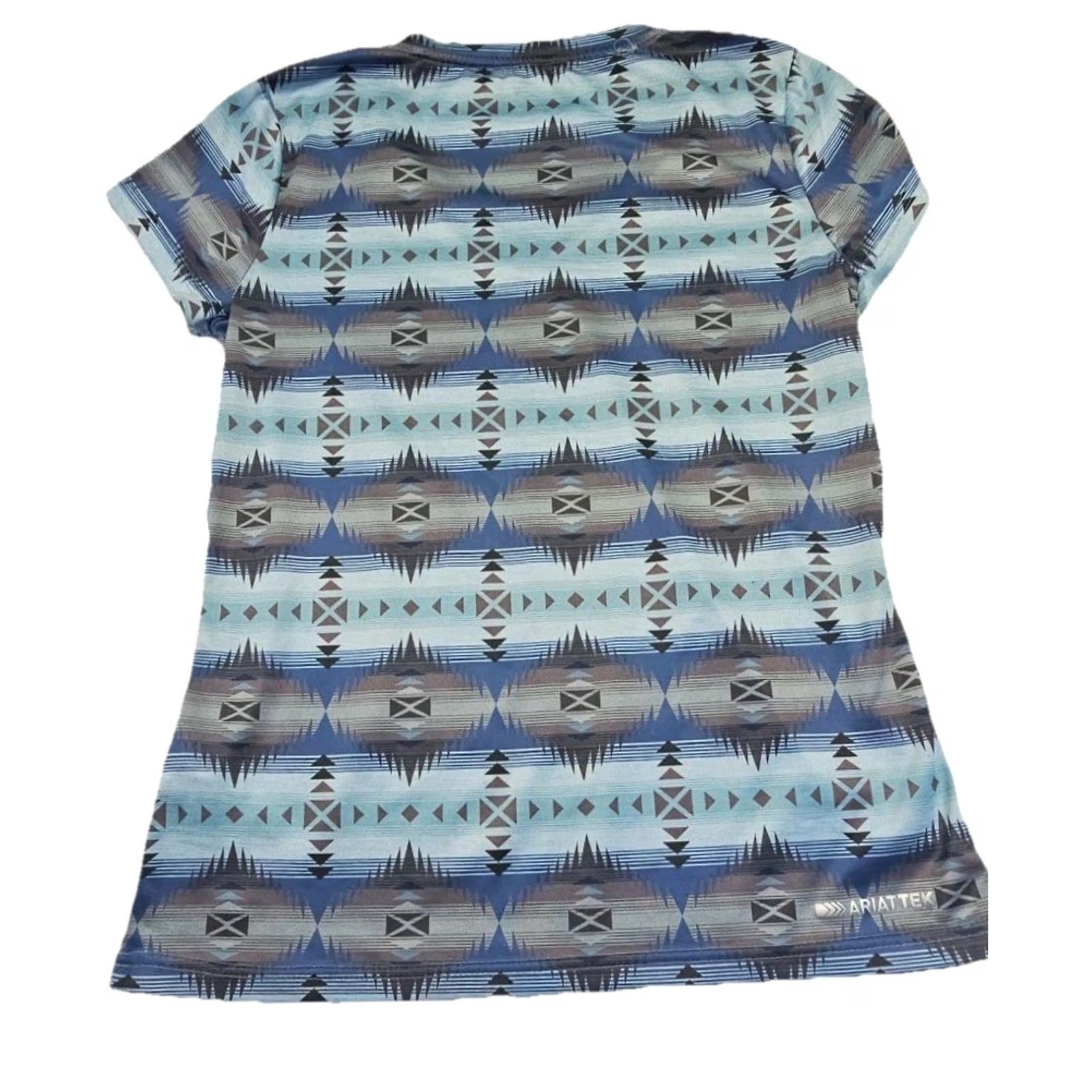 Ariat AriatTEK Womens Medium Blue Aztec Print V Neck Performance Shirt Western Shirt Mens? Women? Size M / US 6-8 / IT 42-44 - 7 Thumbnail
