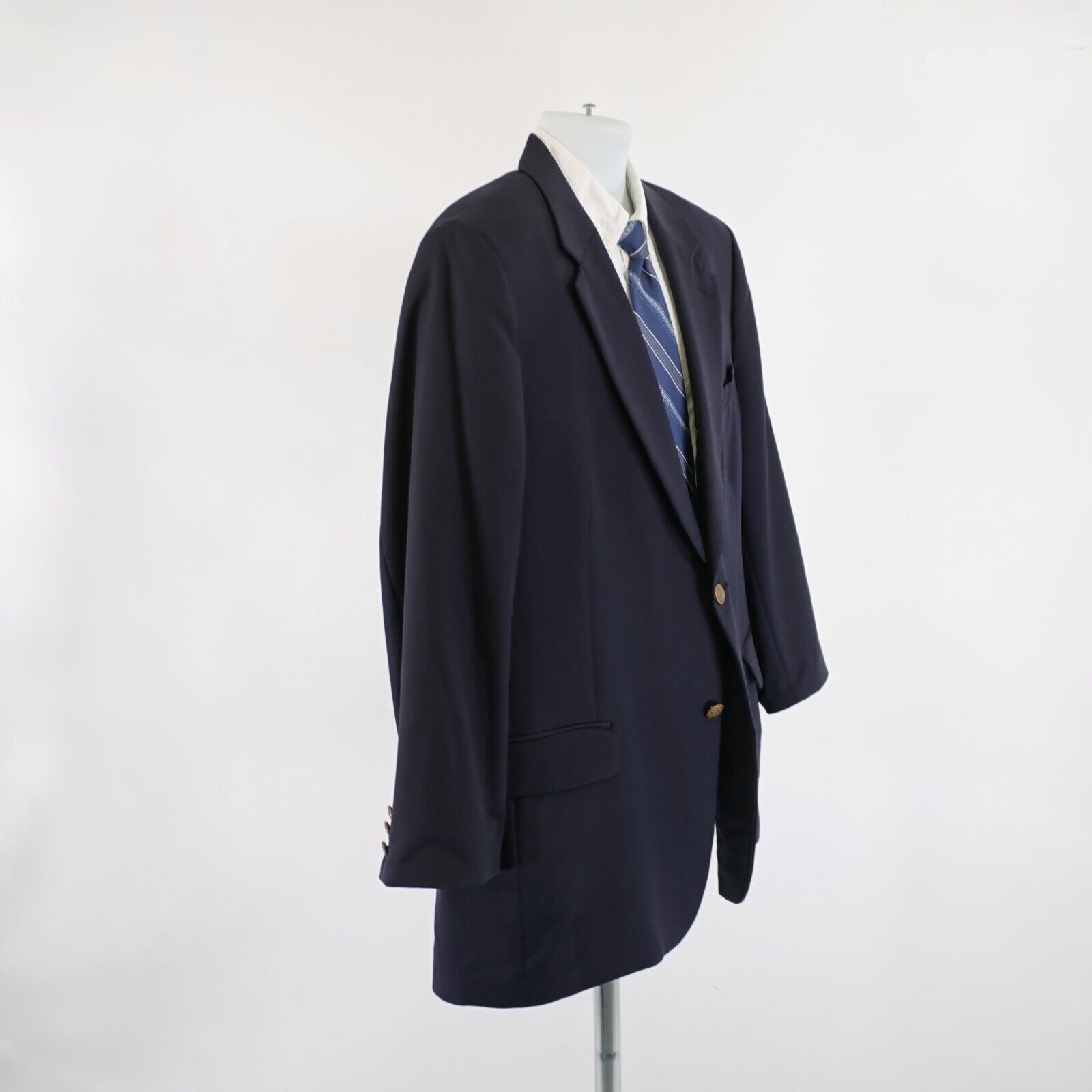 Stafford DAMAGED Stafford Wool Blue 2 Gold Button Blazer 44R Tagged 4 Size 44R - 7 Thumbnail