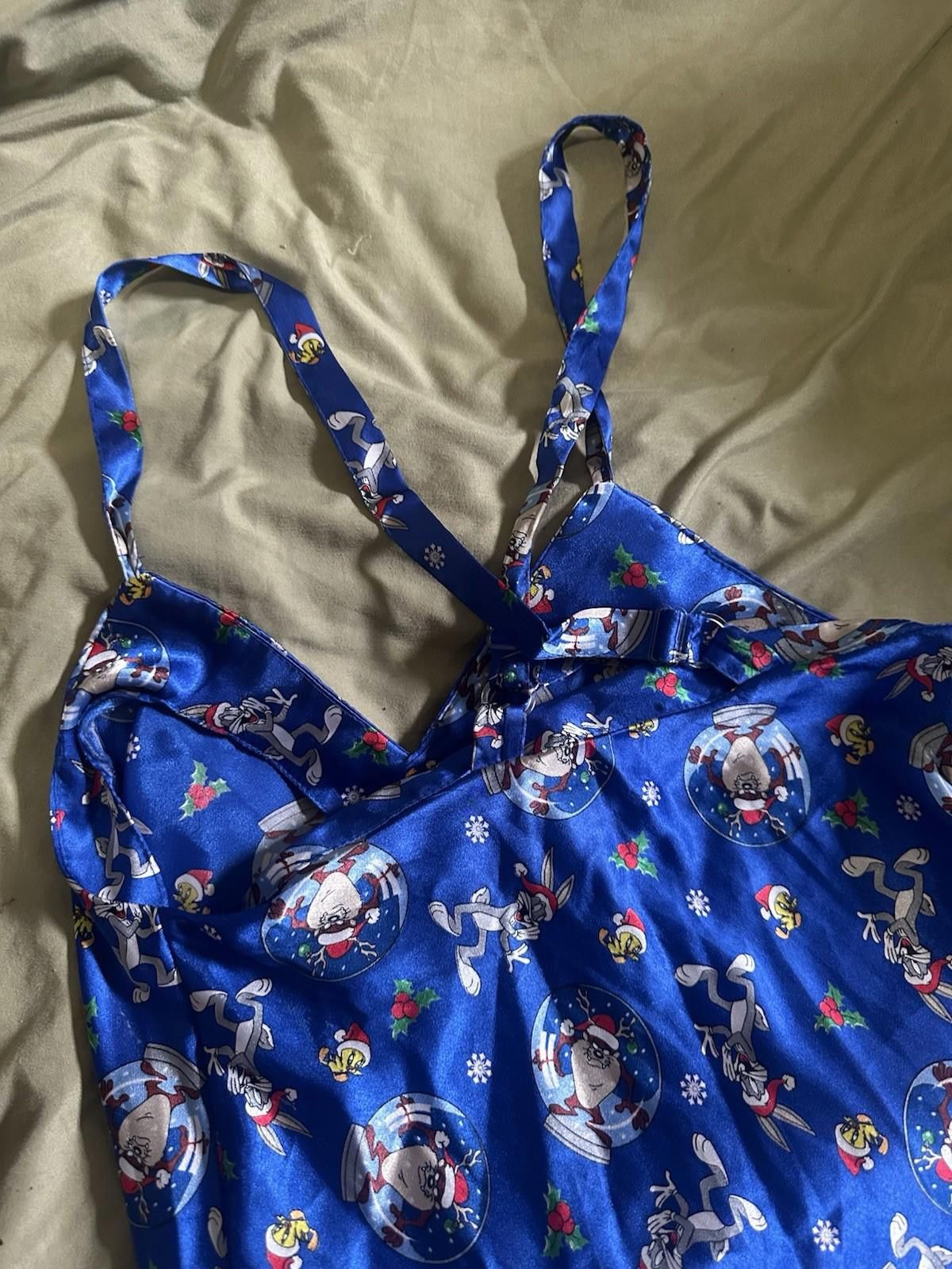 Designer VTG Medium Looney Tunes Night Gown Medium Cami Taz Christmas Size ONE SIZE - 6 Thumbnail