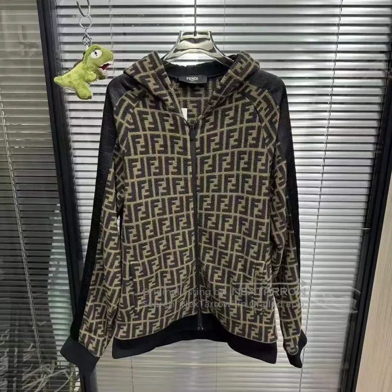 Fendi Fendi Double F Printed Cashmere Teddy Zip-Up Jacket Size US L / EU 52-54 / 3 - 1 Thumbnail