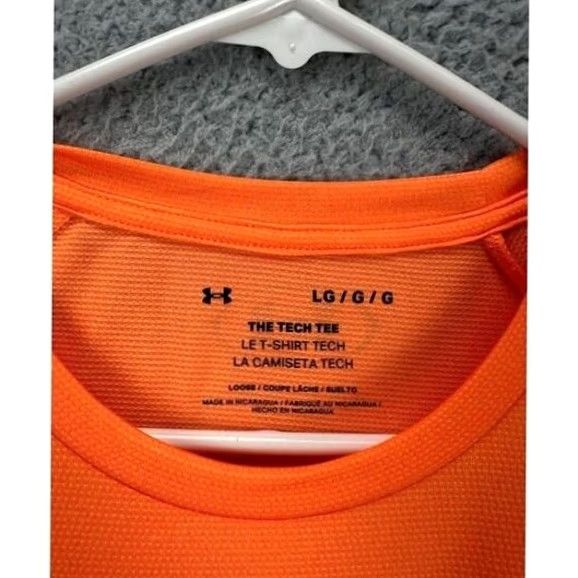 Under Armour Under Armour The Tech Tee Shirt Mens L Neon Orange Athletic Raglan Short Sleeve Crew Neck Breathable Pullover Regular Fit Size US L / EU 52-54 / 3 - 3 Thumbnail