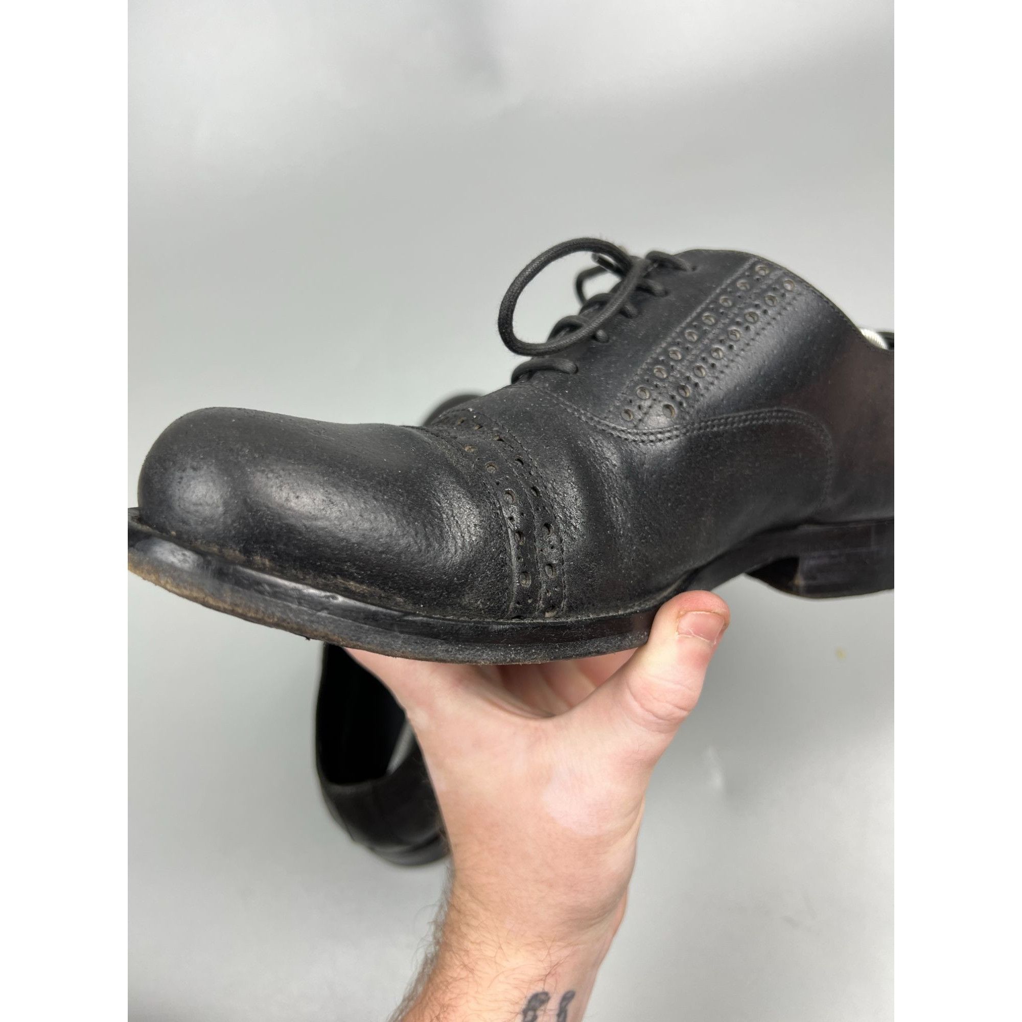 Hugo Boss Hugo Boss Black Leather Round Toe Oxford Shoes (Y1021) Size US 9 / EU 42 - 8 Thumbnail