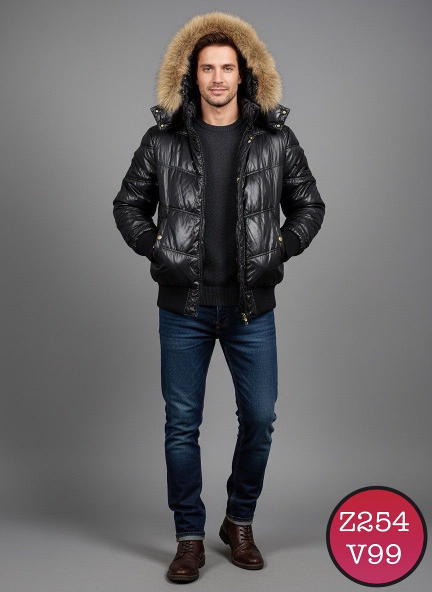 Le Grande Bleu (L.G.B.) Pendora Faux Fur Wax Puffer LGB Style Jacket Z254 Size US L / EU 52-54 / 3 - 2 Thumbnail