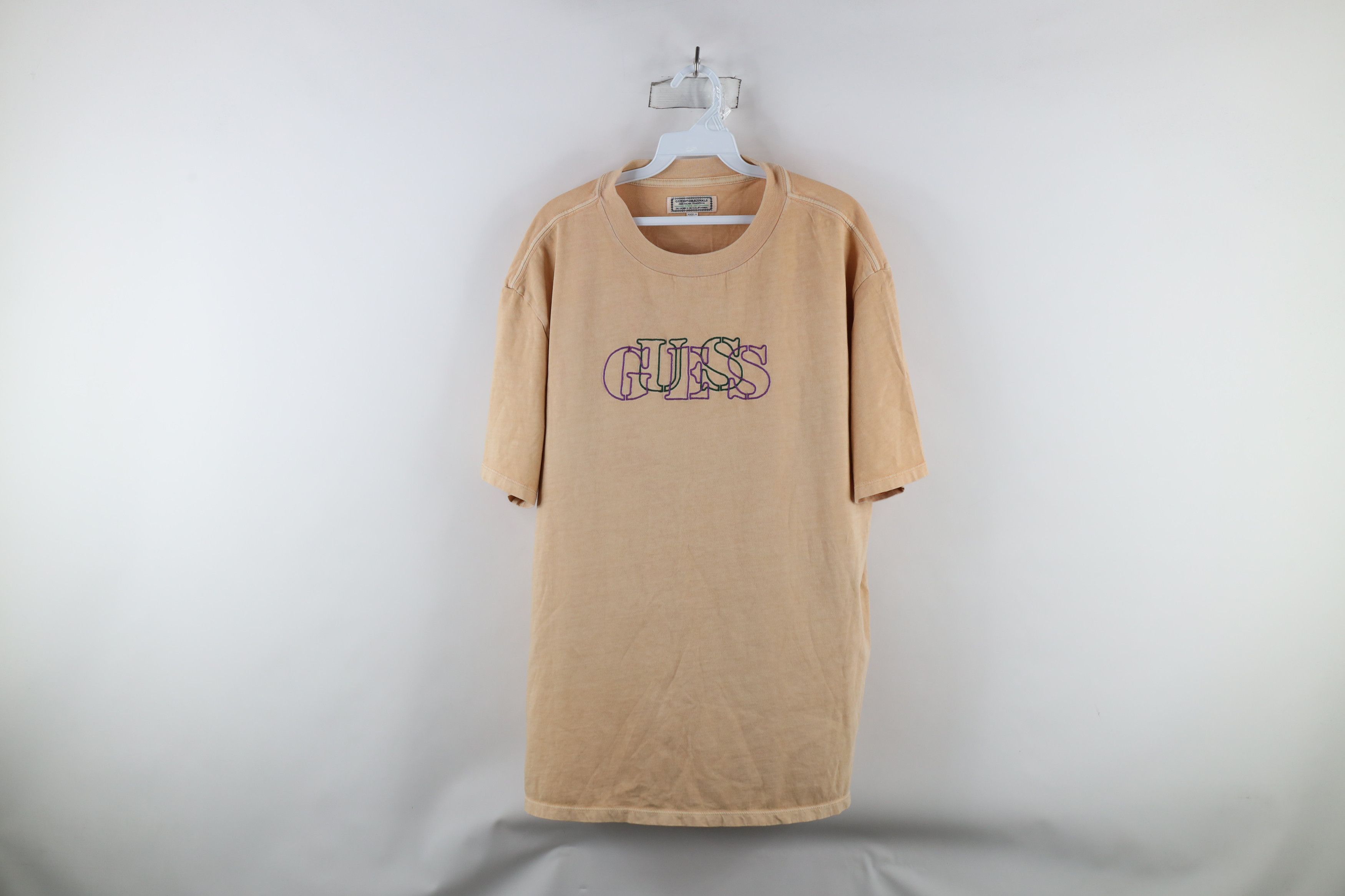 Guess × Vintage Vintage Guess Spell Out Stonewash Pigment Dye T-Shirt Size US L / EU 52-54 / 3 - 1 Thumbnail