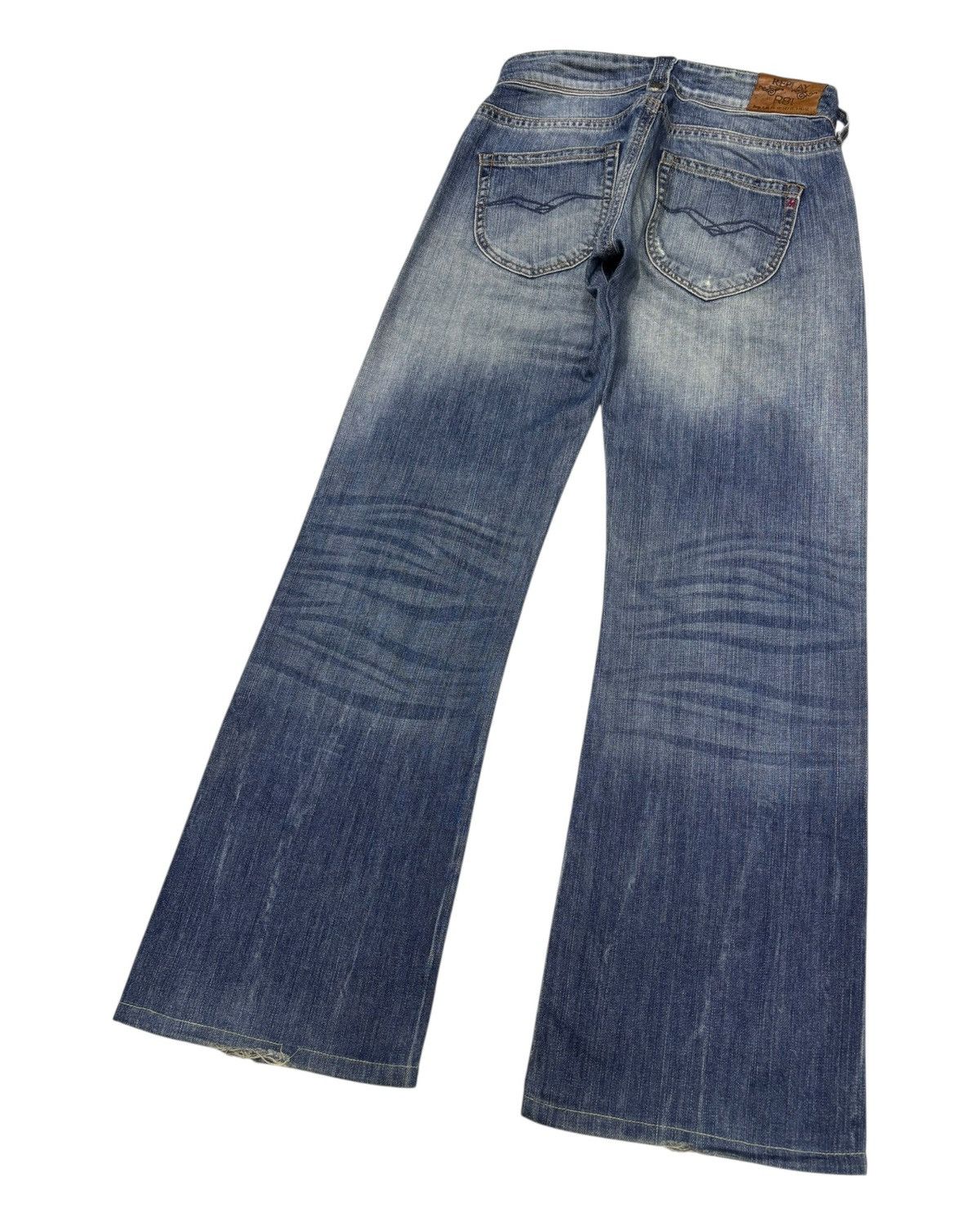 If Six Was Nine Replay R81 Wide Leg Flare Jeans Distressed Denim Size US 30 / EU 46 - 6 Thumbnail