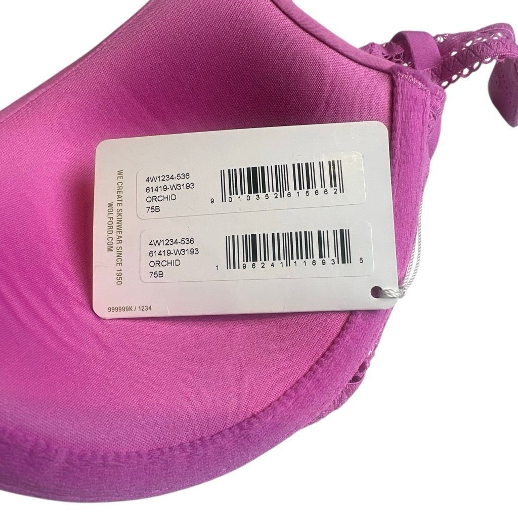 Wolford NWT Wolford Straight Laced Demi Cup Bra 75B 34B Orchid Size ONE SIZE - 14 Thumbnail