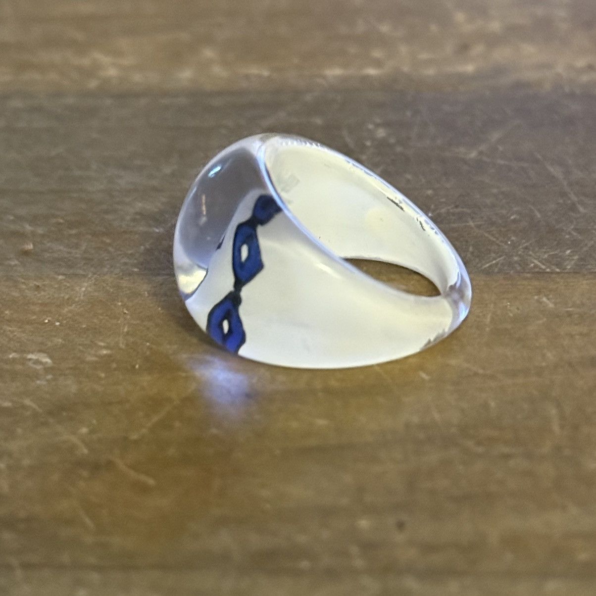 Vintage Vintage clear painted lucite dome ring Size ONE SIZE - 7 Thumbnail