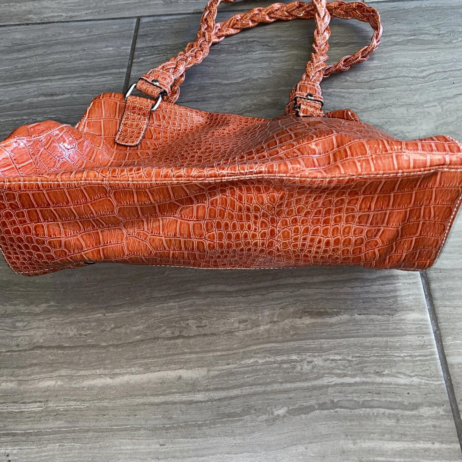 Fratelli Rossetti Rossetti Orange Faux Croc Skin Shoulder Bag Size ONE SIZE - 9 Thumbnail