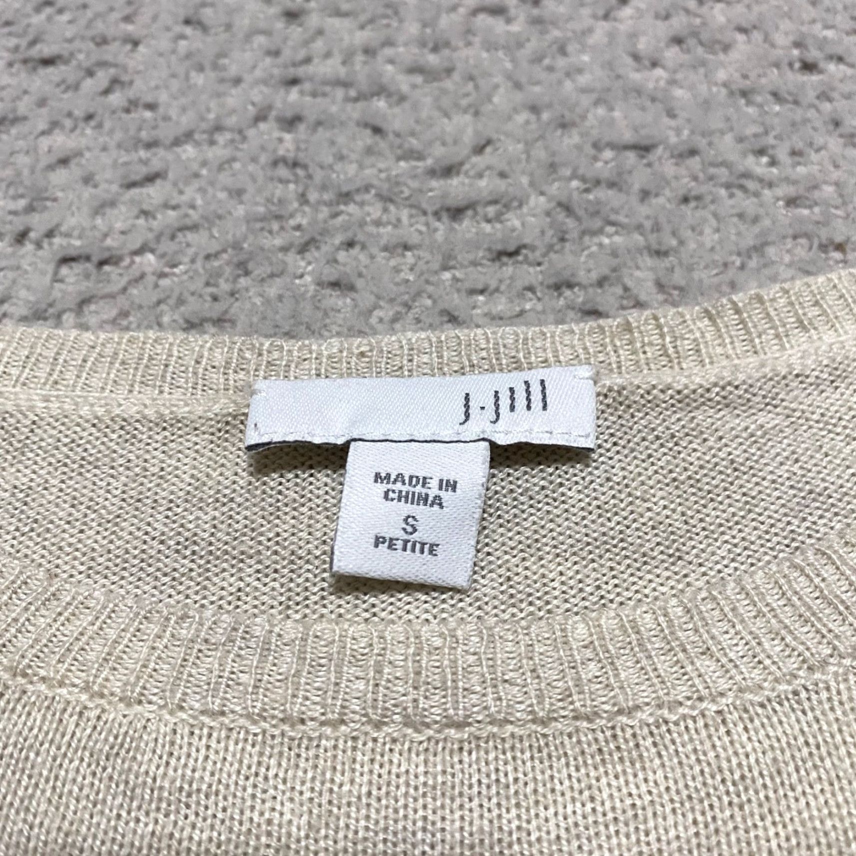 J. Jill J. Jill Womens Sweater PS Petite Beige Crew Neck Lightweight Knit Pullover Fall Winter Spring Size S / US 4 / IT 40 - 3 Thumbnail