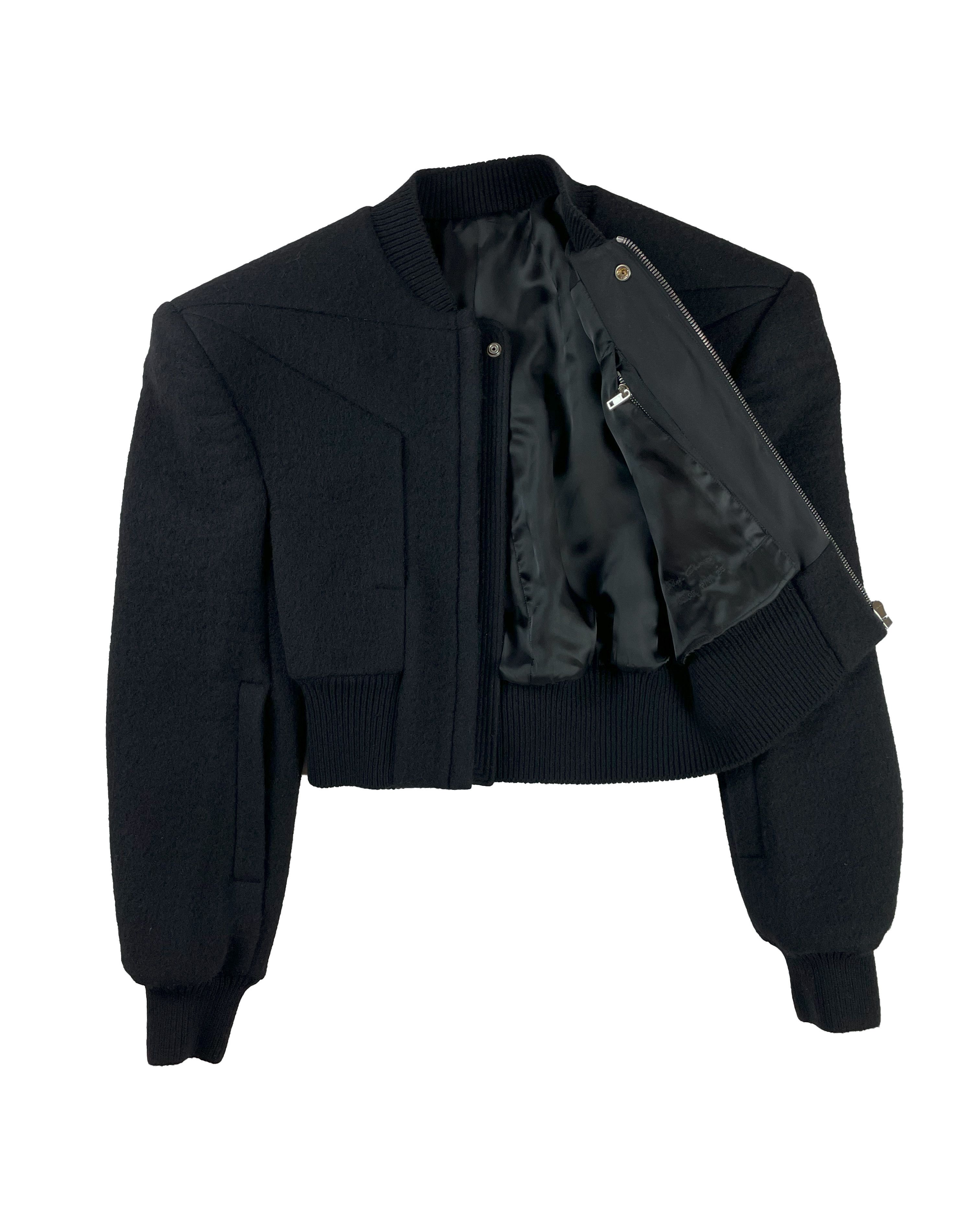 Rick Owens RUNWAY EDFU FLIGHT JACKET FW23 LUXOR BLACK FELTED WOOL Size US M / EU 48-50 / 2 - 4 Thumbnail