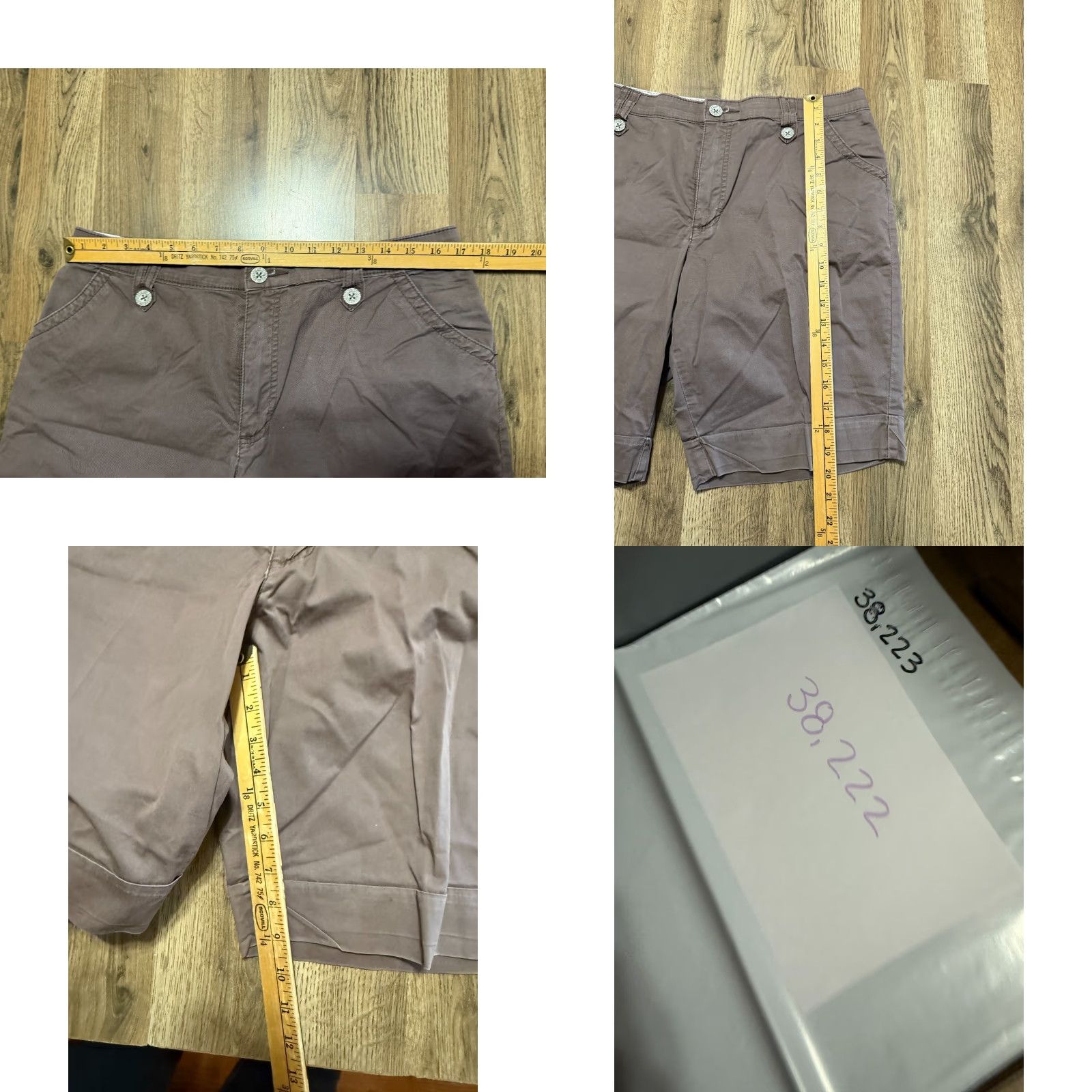 Lee Lee Bermuda Shorts Women's 16 Medium Brown Stretch Comfort Waistband Regular 5-Pocket Denim Cotton Modern Classic Flat Front Zip Button Casual Size 38" / US 16 / IT 52 - 8 Thumbnail