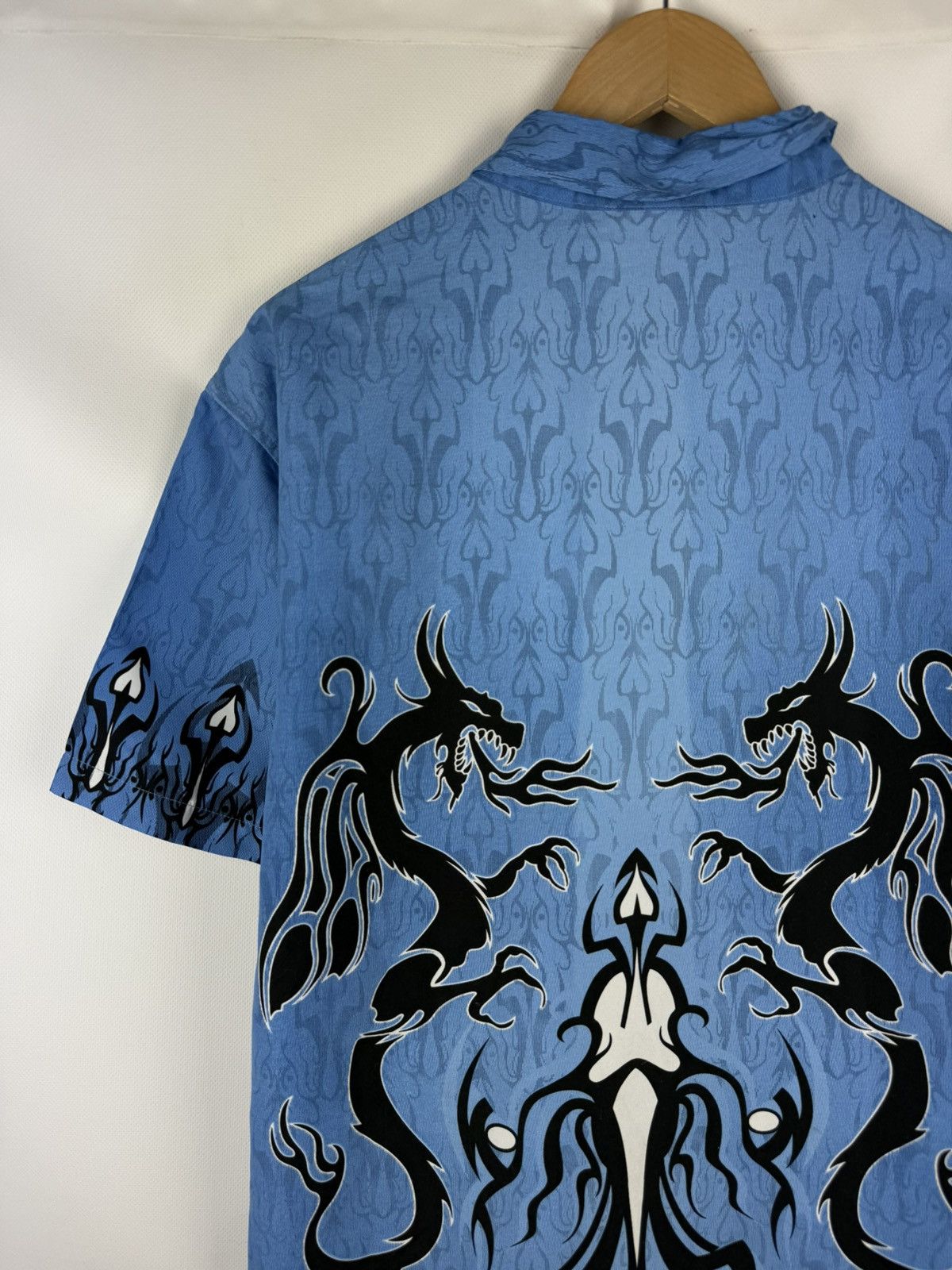Other Fishbone Tribal Dragon Overprinted Y2K Crazy Button Up Shirt Size US L / EU 52-54 / 3 - 20 Thumbnail