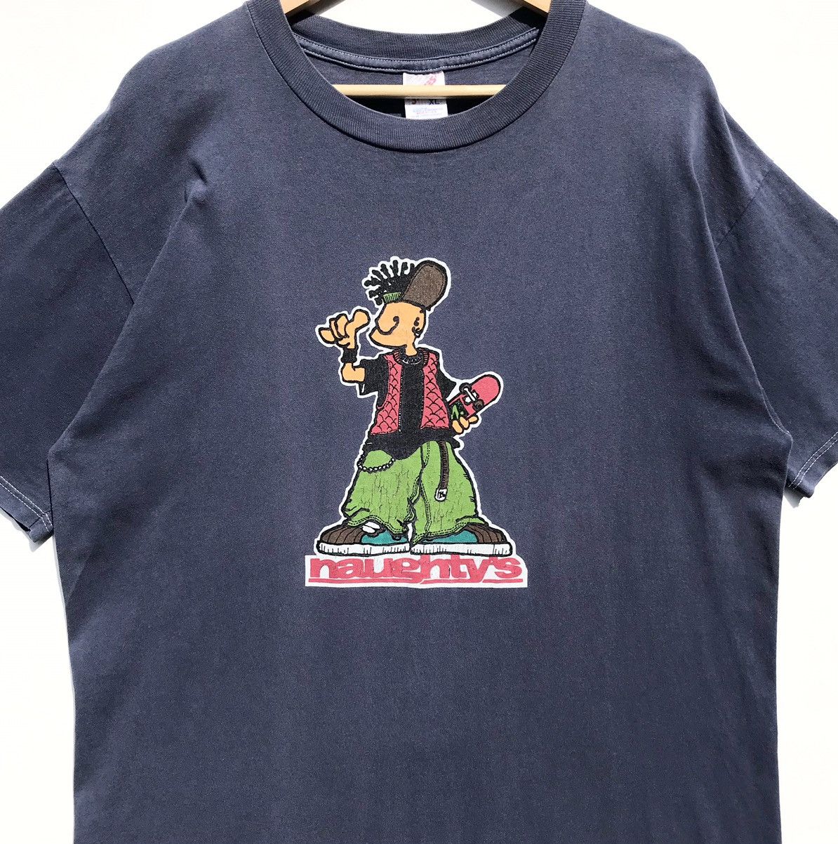 Vintage Vintage 90s Naughty's Skateboard Shirt Naughty SunFaded Size US XL / EU 56 / 4 - 9 Thumbnail
