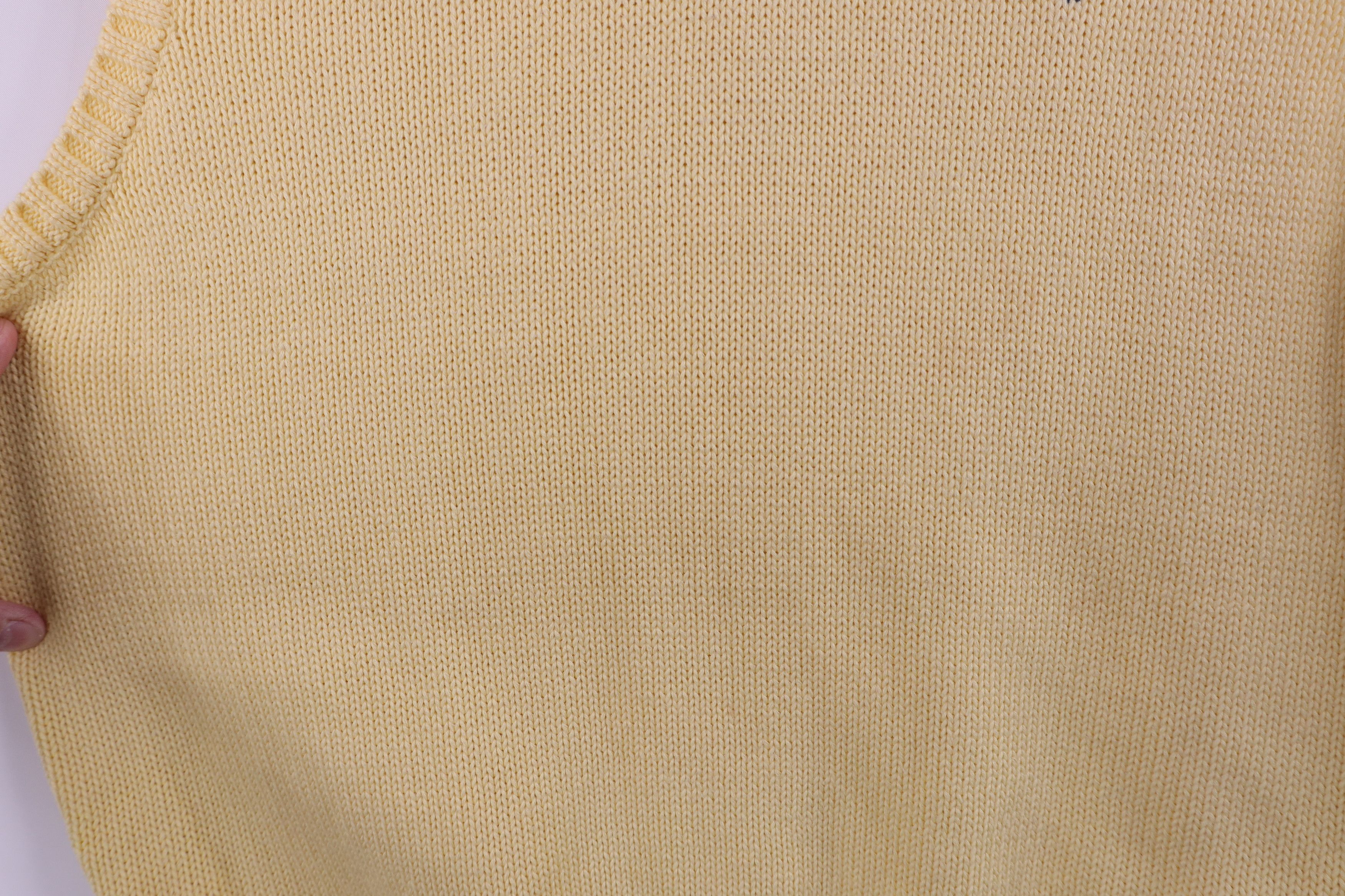 Ralph Lauren × Vintage Vintage 90s Ralph Lauren Knit V-Neck Sweater Vest Yellow Size US L / EU 52-54 / 3 - 6 Thumbnail