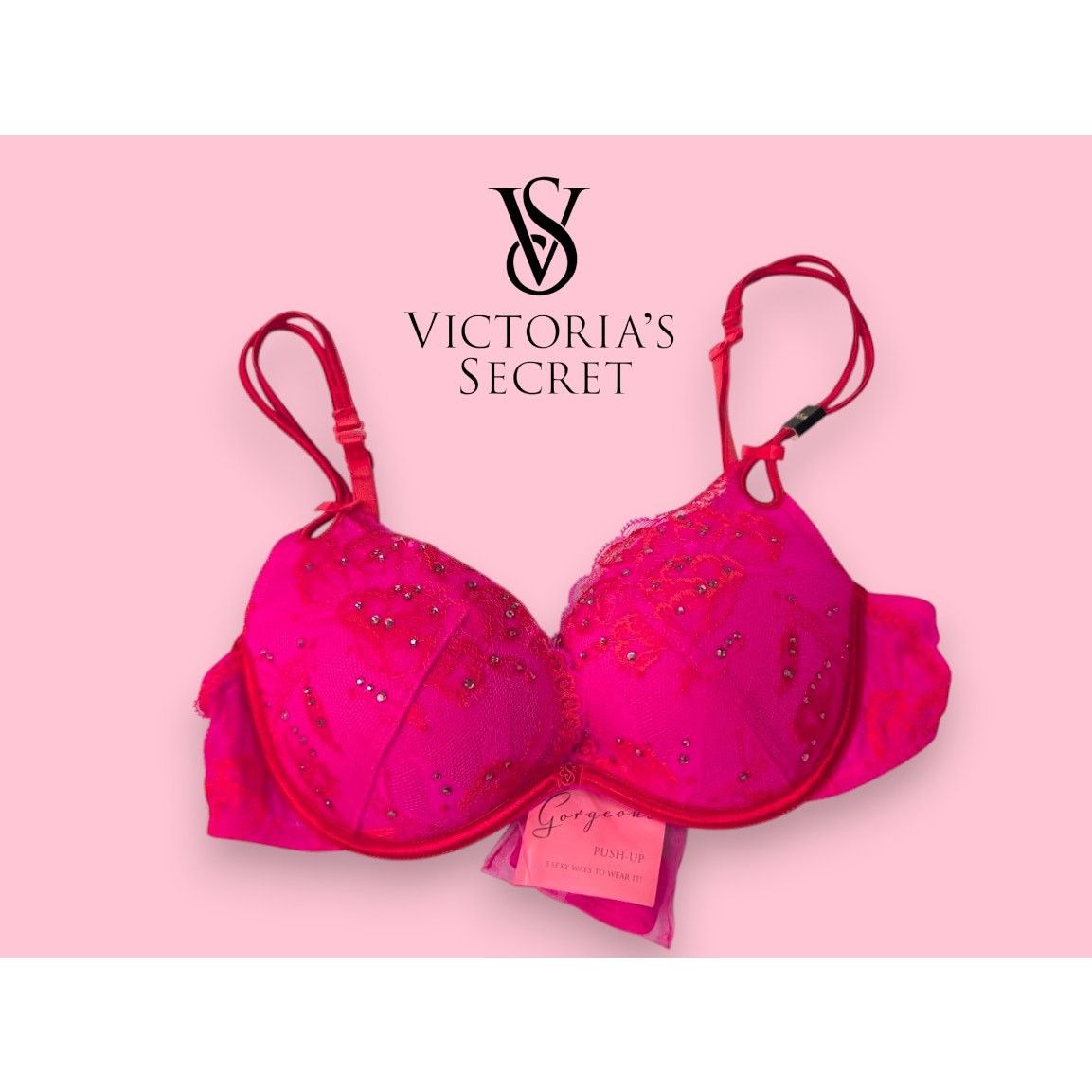 Victoria's Secret NWT Victoria’s Secret Gorgeous Bra 34C Push-Up Lace Vintage Size XXS / US 00 / IT 34 - 1 Thumbnail