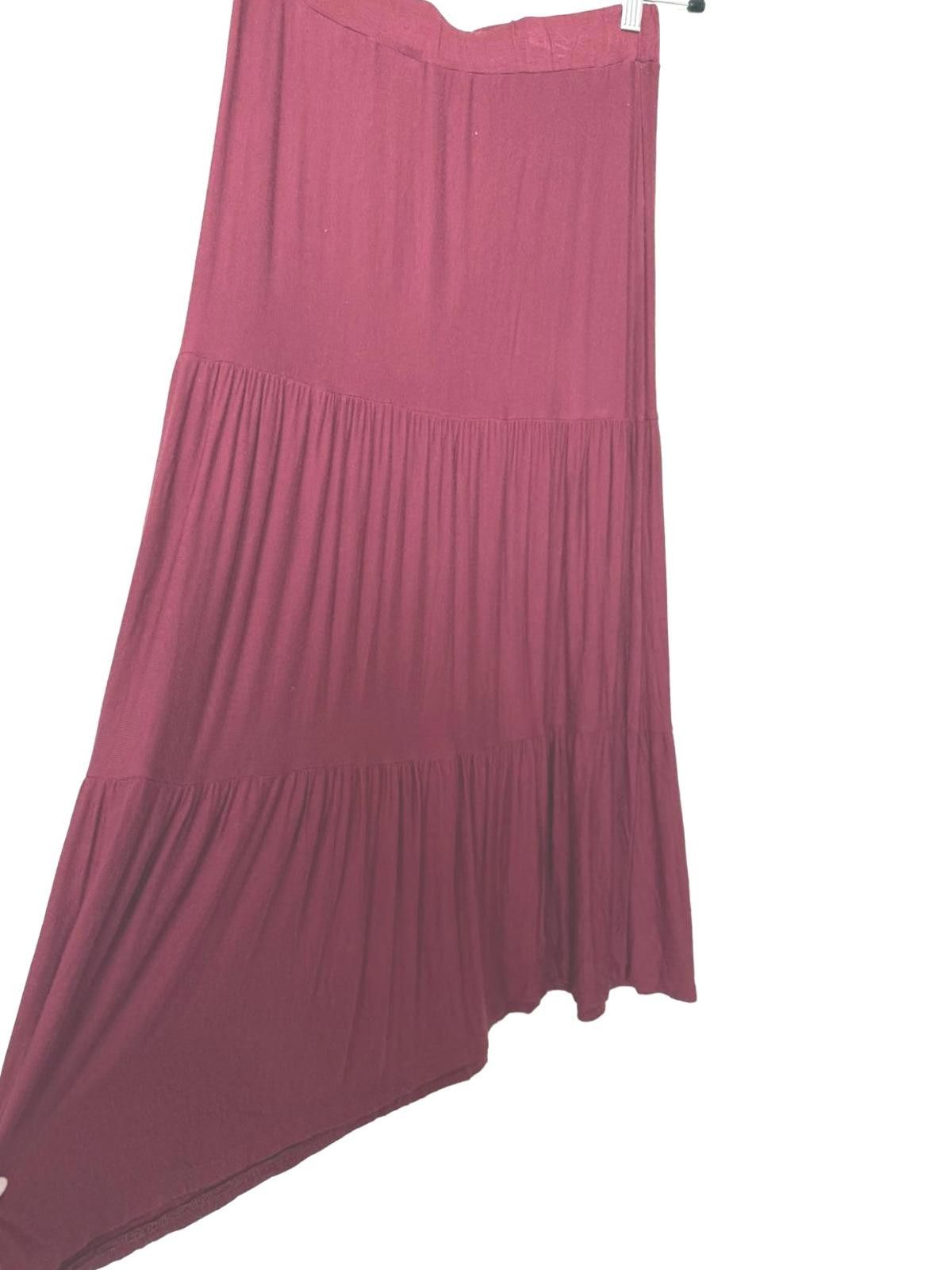 Designer Y2K Burgundy Red Maxi Tiered Peasant Skirt Size 32" / US 10 / IT 46 - 1 Thumbnail