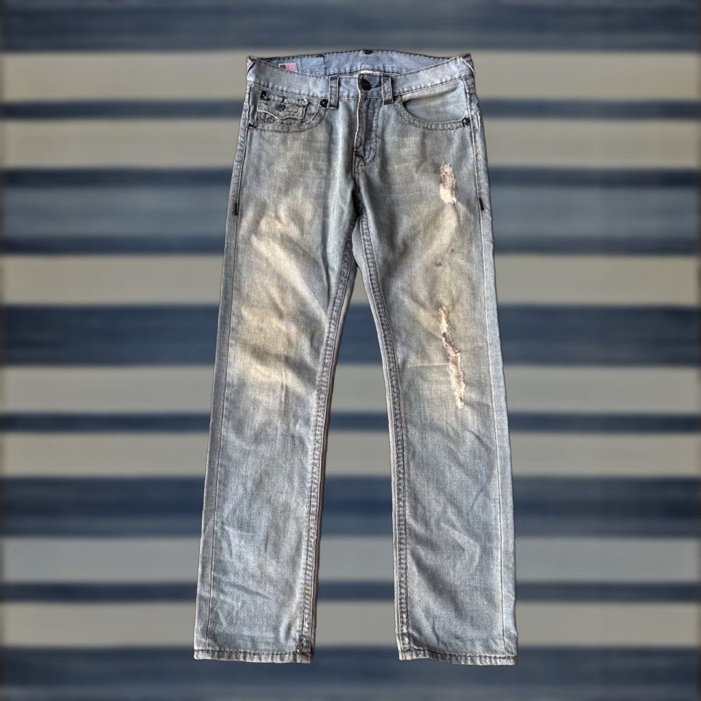 True Religion VINTAGE True Religion Jeans 5-Pocket Denim Distressed Ricky Straight 32 Blue Mens United States USA Size US 32 / EU 48 - 1 Thumbnail