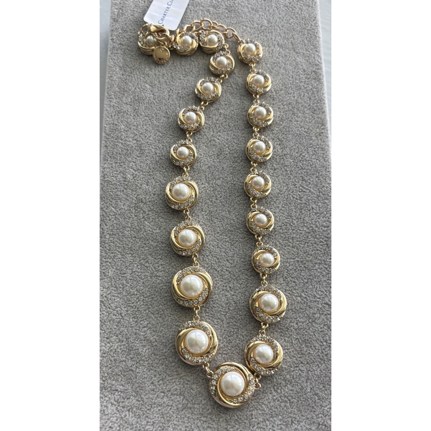 Charter Club Charter Club Gold-Tone Necklace With Faux Pearls & Rhineston Size ONE SIZE - 4 Thumbnail