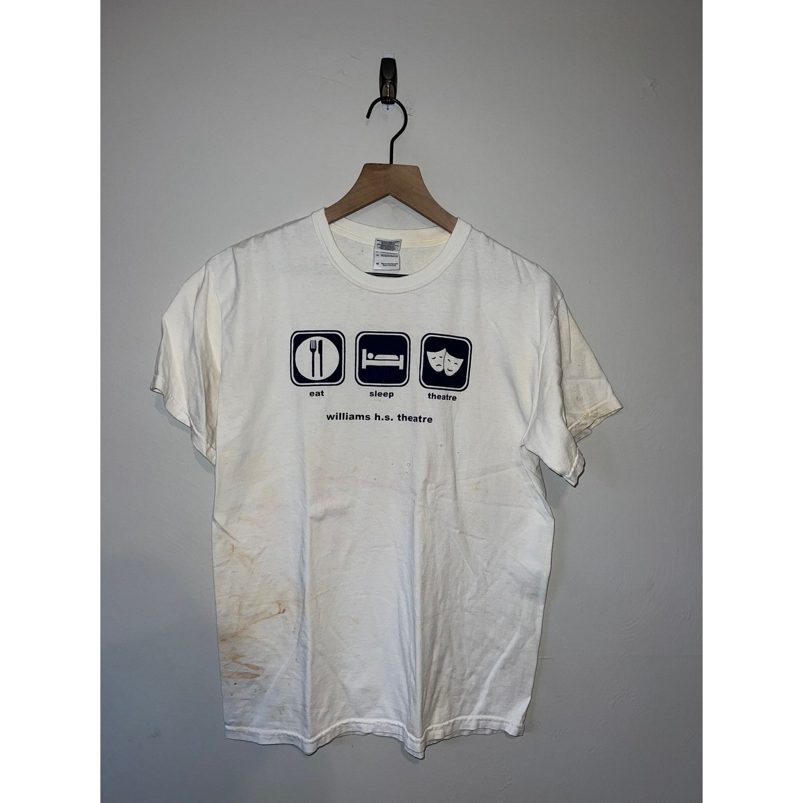 Gildan Vintage Theater Shirt Eat Sleep White Stained Medium Size US M / EU 48-50 / 2 - 1 Thumbnail