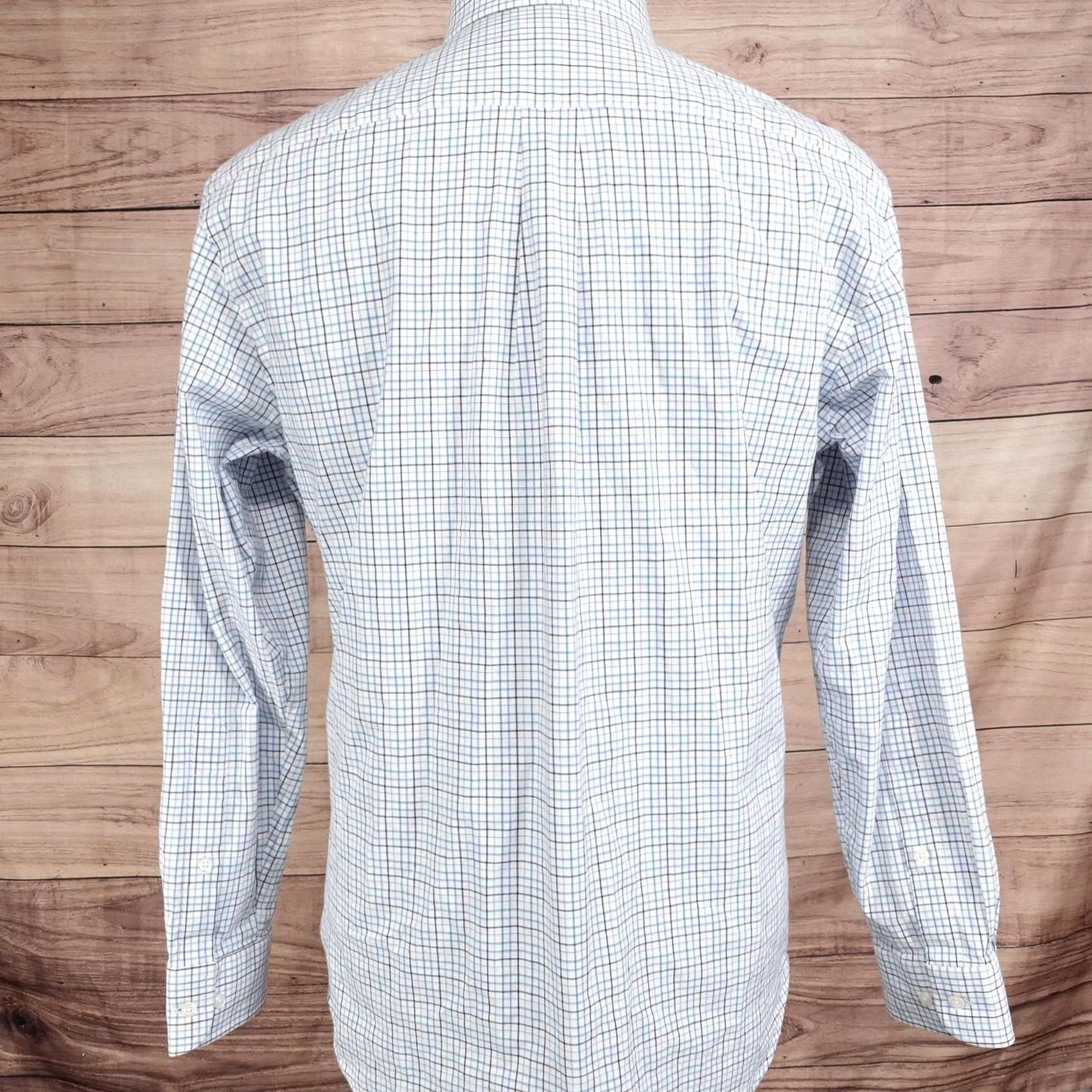 Jos. A. Bank Jos. A. Bank Dress Shirt Mens 16 32/33 Tailored Fit Check Button-Down Collar Cotton Spandex Slim Fit Business ShirtMens Size 42R - 4 Thumbnail