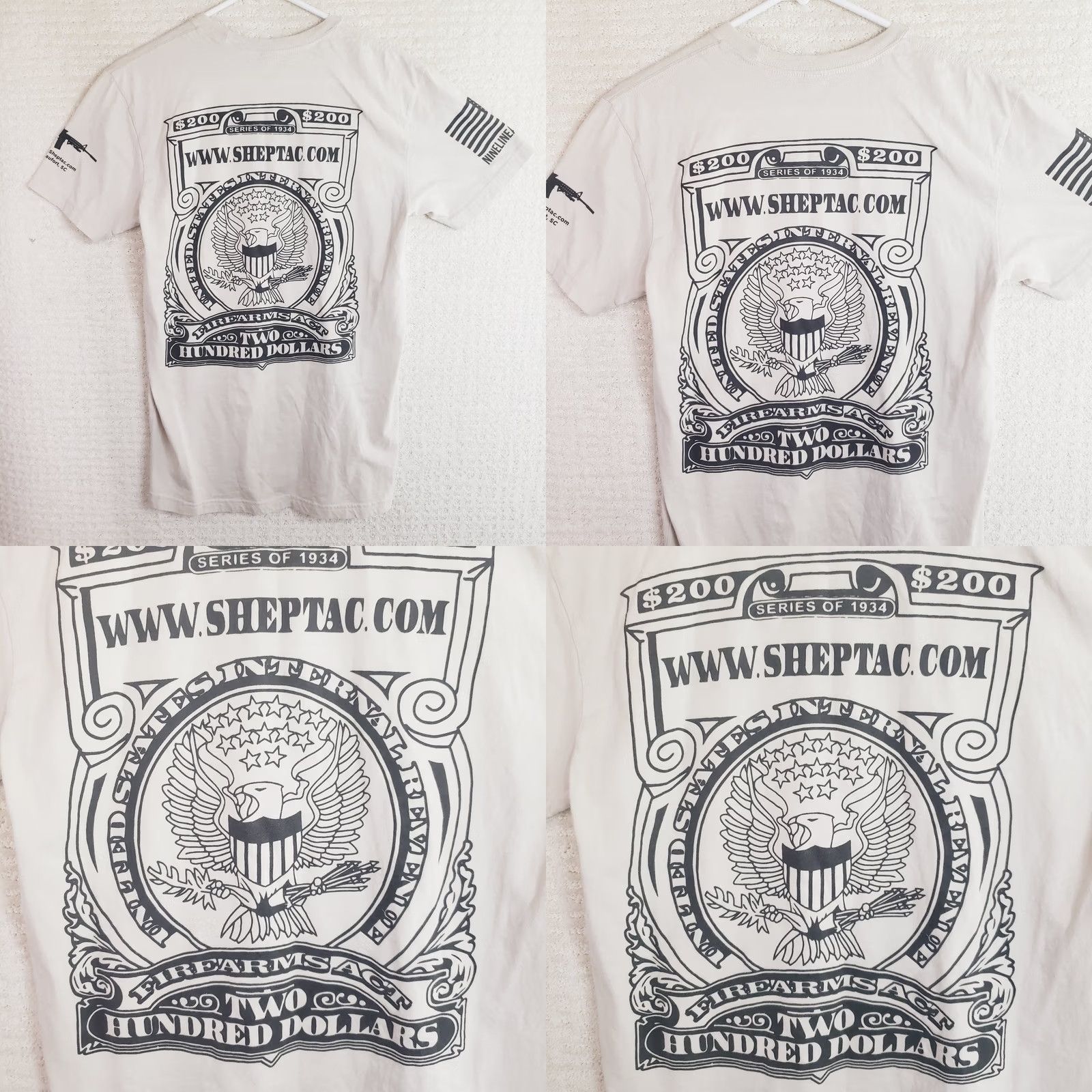 Logo 7 Nine Line Shirt Men Ivory White Short Sleeve Tee Logo T-Shirt S Regular Military Tactical Dollar Bill Logo Size US 29 - 8 Thumbnail
