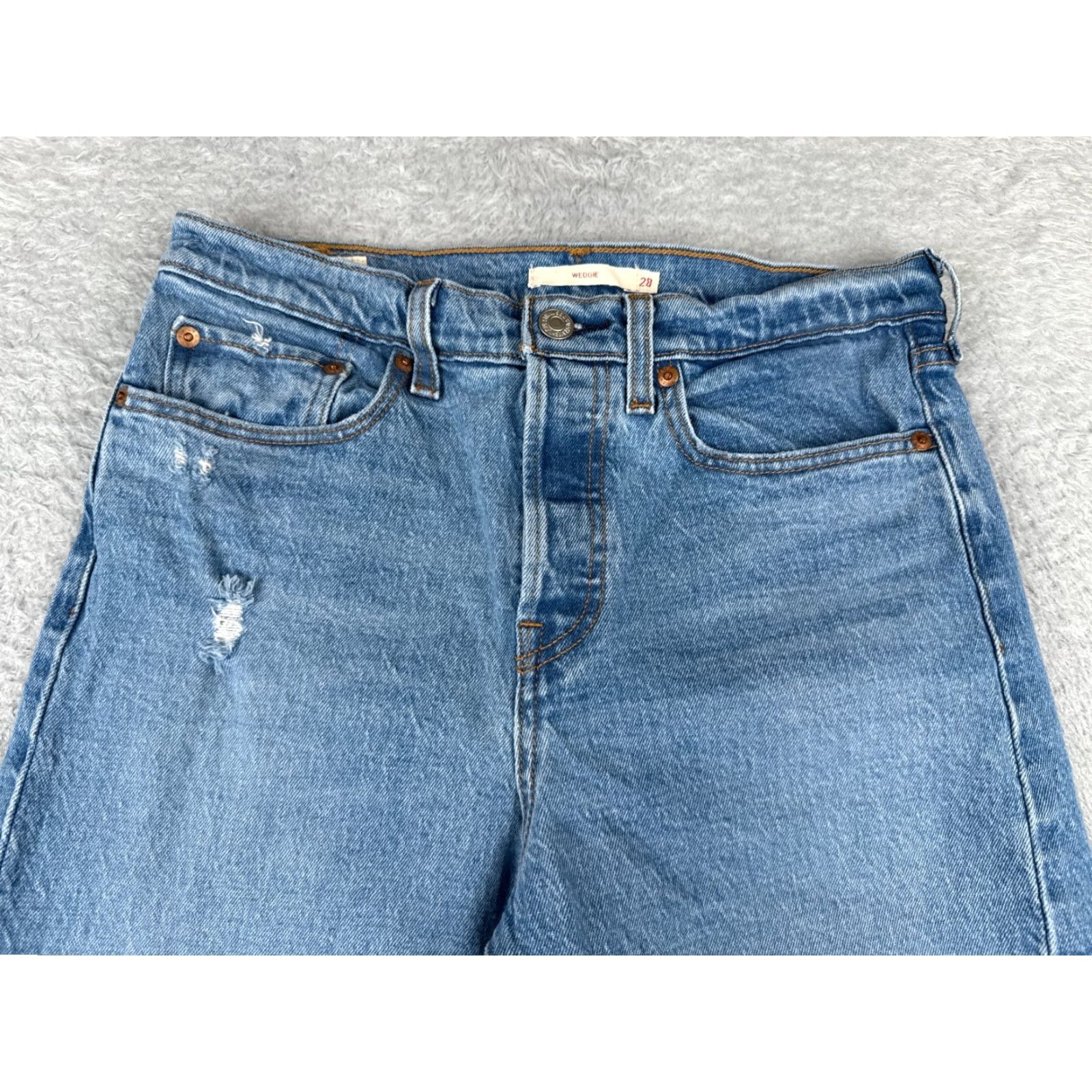 Levi's Levis Jeans Womens 28 Blue Denim Distressed Wedgie Cotton Mid 28x27 Size 28" / US 6 / IT 42 - 4 Thumbnail