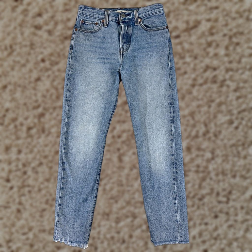 Levi's Levis Premium Pants Womens 25 Blue Denim Jeans Tapered Big E Wedgie Button Fly Size 42" / US 20 - 1 Thumbnail