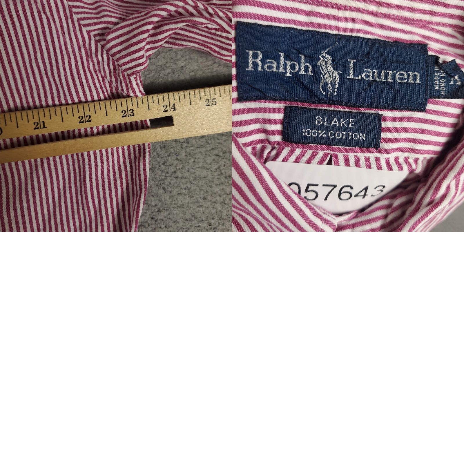 Ralph Lauren VINTAGE Ralph Lauren Shirt Mens Medium Purple Striped Button-Up Collared Short Sleeve Classic, Preppy, All Seasons, Logo, Pockets Size US M / EU 48-50 / 2 - 8 Thumbnail
