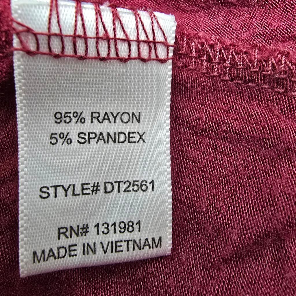 The Unbranded Brand Women's Corvio Maroon Long Tee with Ruffle Cuffs, Size L Size L / US 10 / IT 46 - 7 Thumbnail