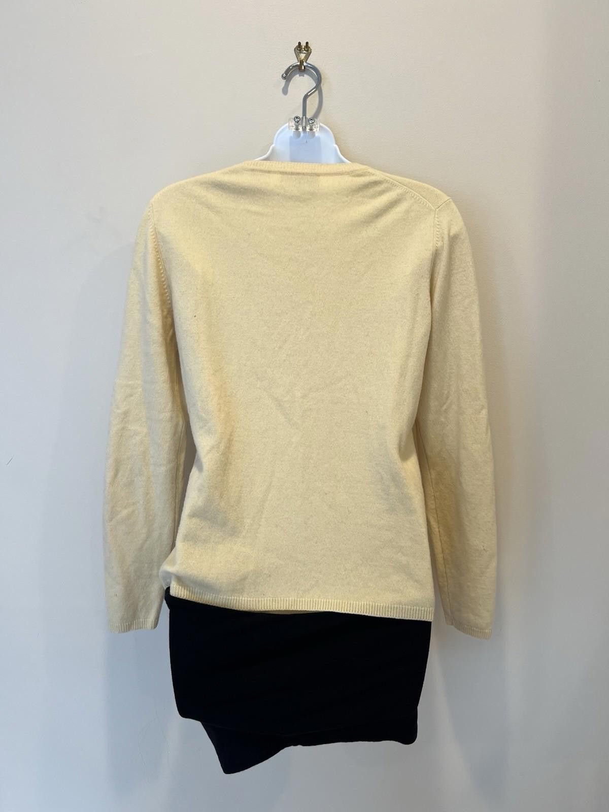 Other Glenshiel 100% Cashmere V-Neck Sweater Cream Yellow M Luxury Size M / US 6-8 / IT 42-44 - 2 Thumbnail