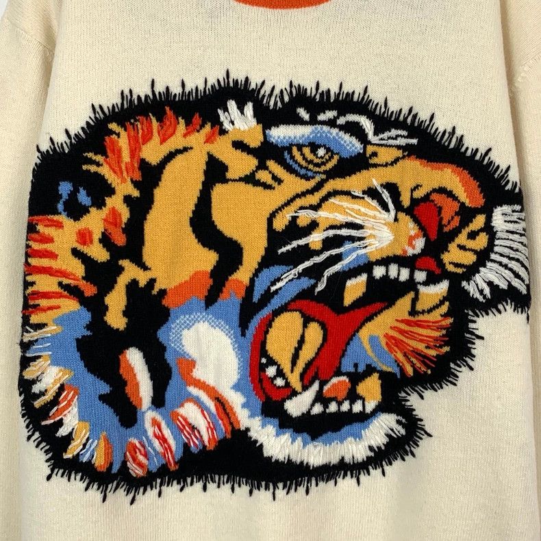Gucci Gucci White tiger head embroidered round-neck pullover swea Size US M / EU 48-50 / 2 - 4 Thumbnail