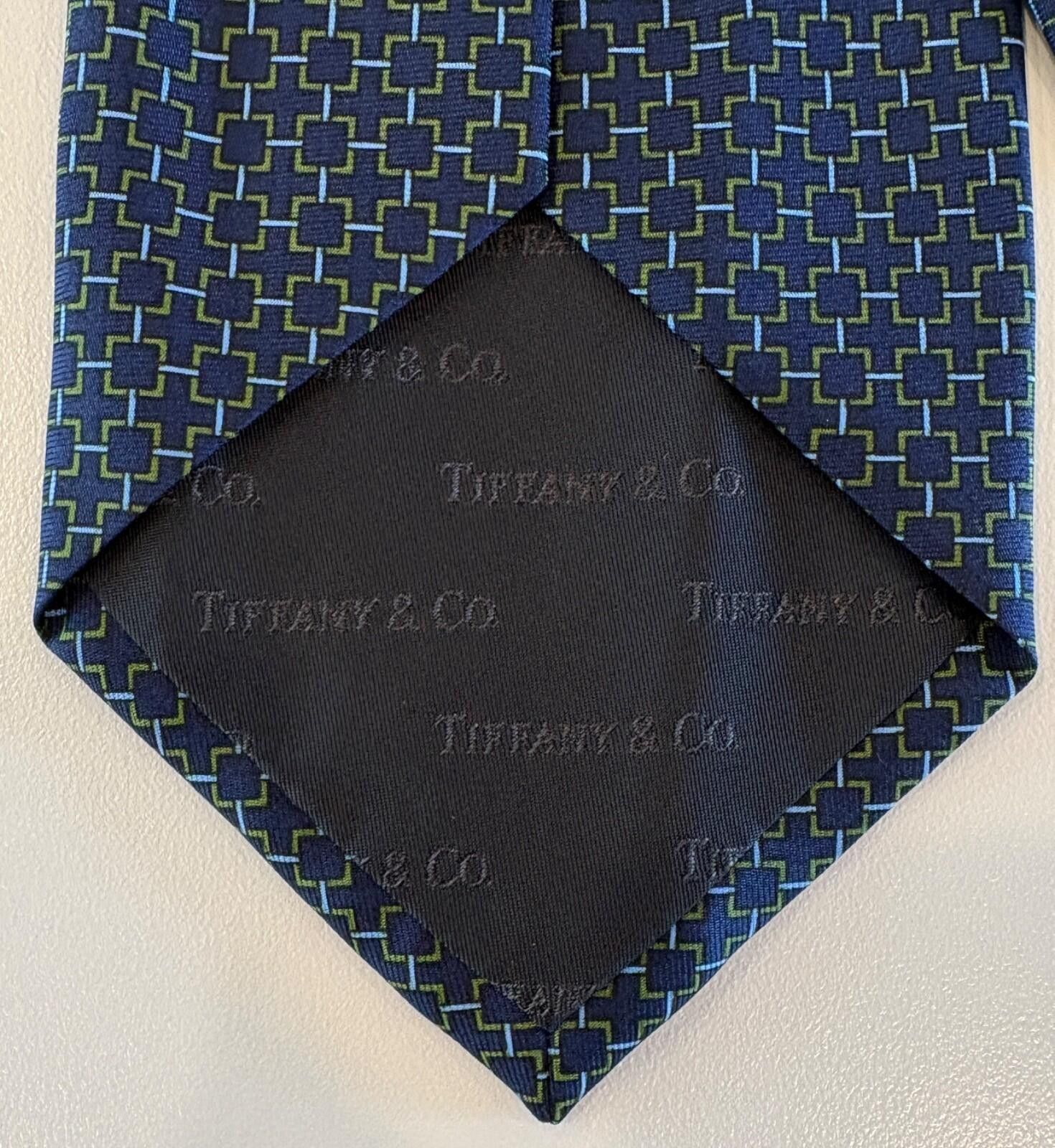 Tiffany & Co. Authentic Tiffany & Co. Mens 100% Silk Geometric Square Tie Size ONE SIZE - 4 Thumbnail