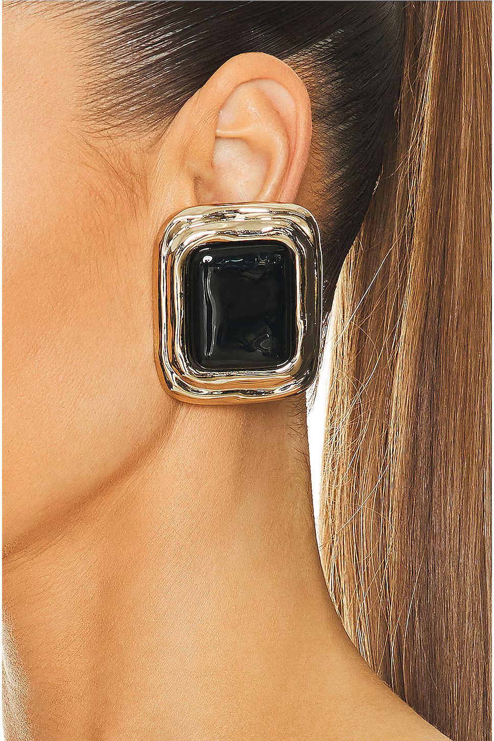 Saint Laurent Paris o1bcso1str0226 Size:OS/Square Cabochon Earrings in Black Size ONE SIZE - 3 Thumbnail