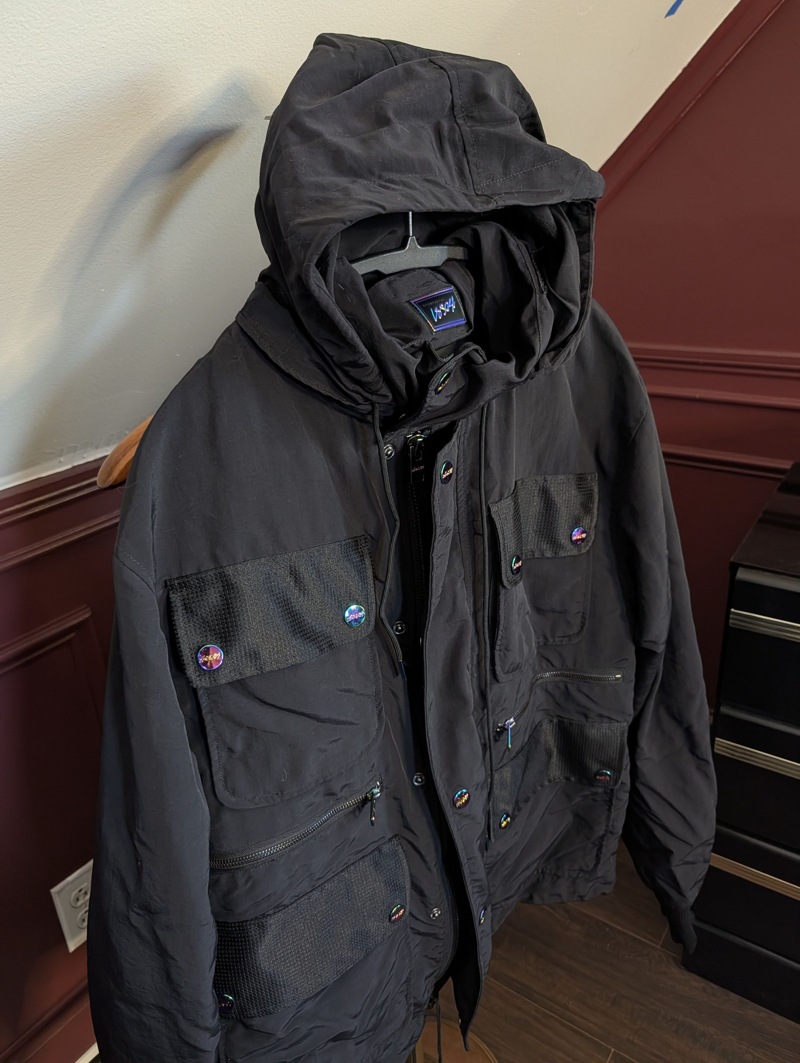 Bossi Sportswear Black Zip-Up Cargo Packable Hood Coat / Jacket Med. Size US M / EU 48-50 / 2 - 2 Thumbnail