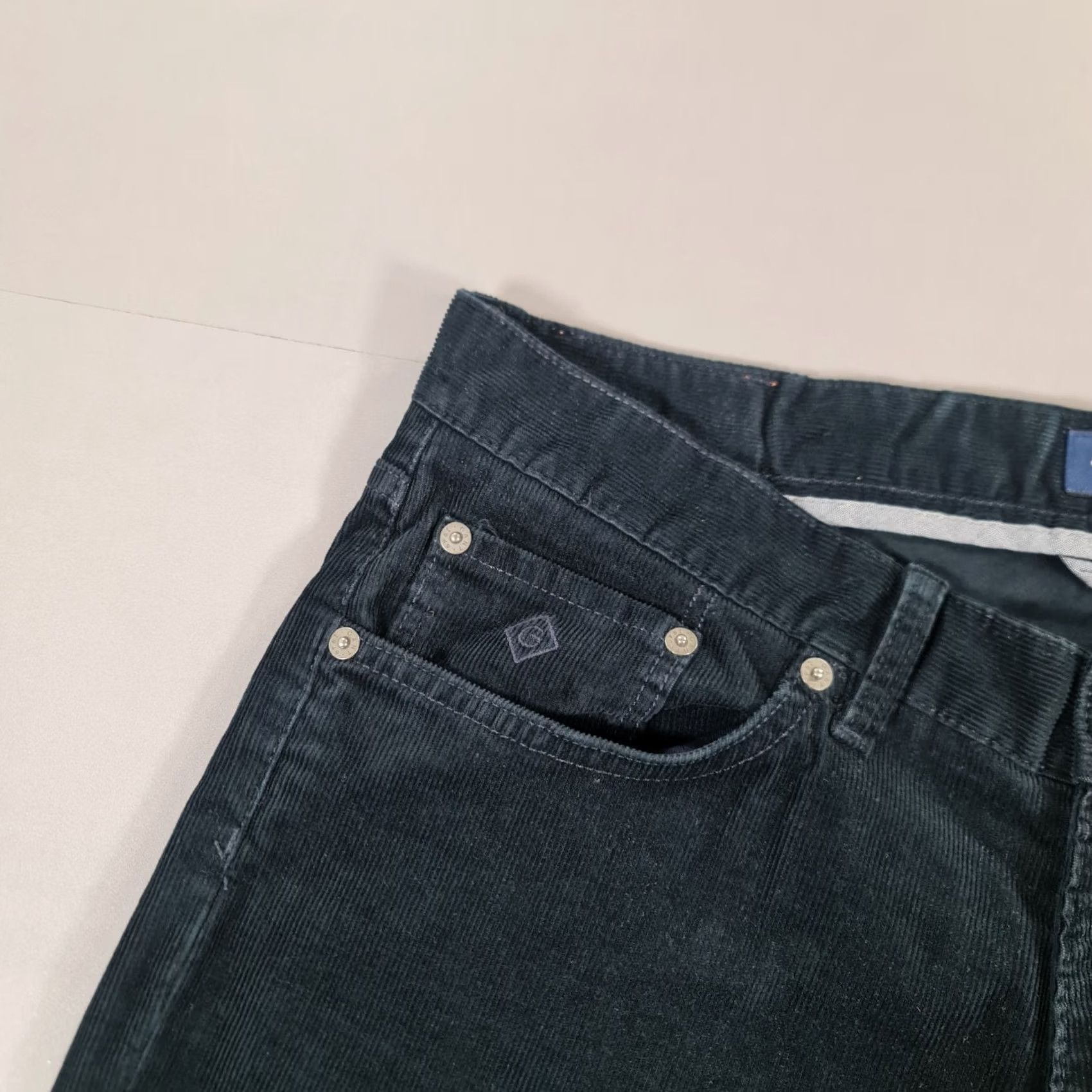 Gant Gant Mens Trousers Navy Blue W34 L32 Slim Fit Corduroy Pants Cotton Ax Cords Dry Cleanable? Size US 34 / EU 50 - 3 Thumbnail