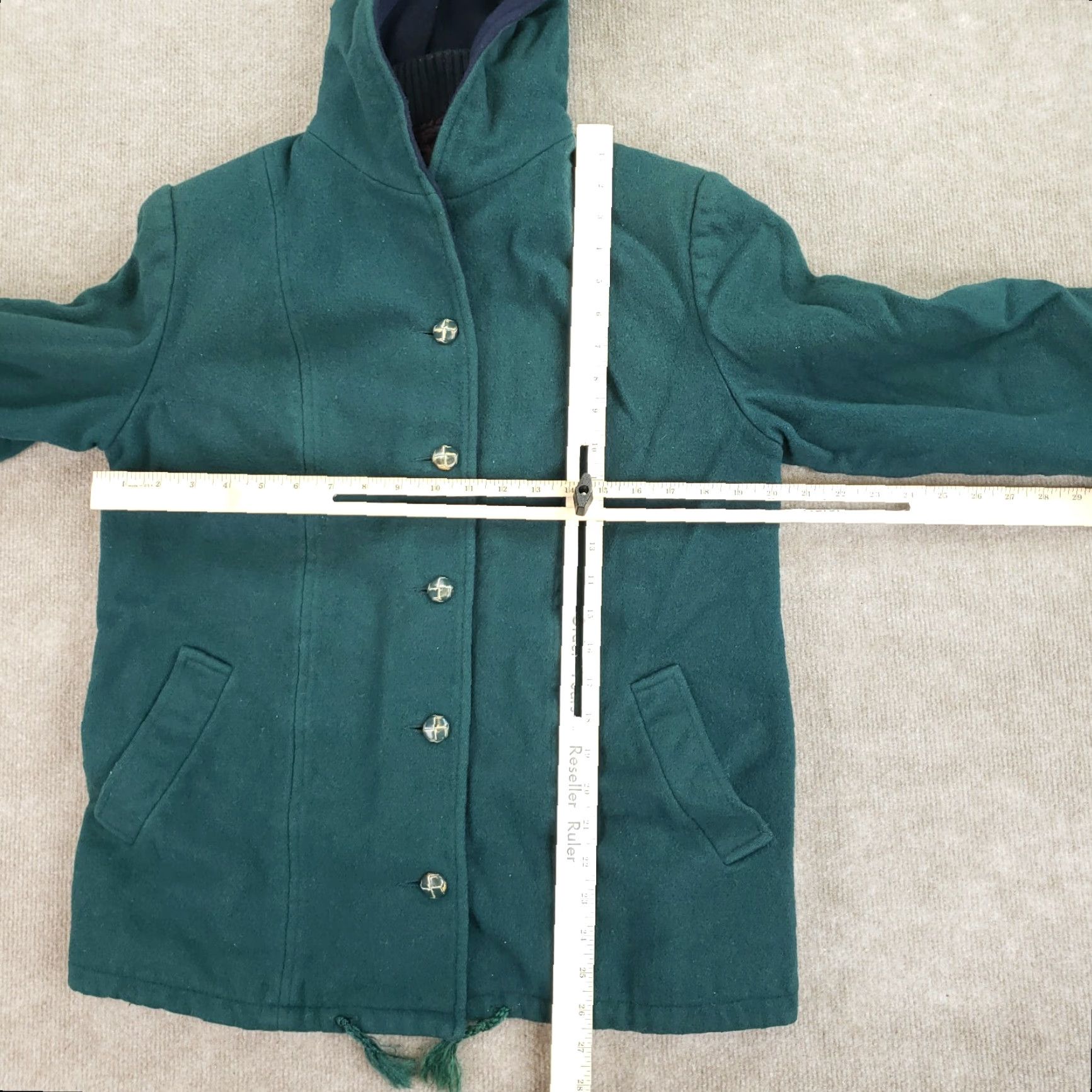 Mackintosh Mackintosh Womens Large Green Wool Coat Hooded Buttons Pockets Size L / US 10 / IT 46 - 3 Thumbnail