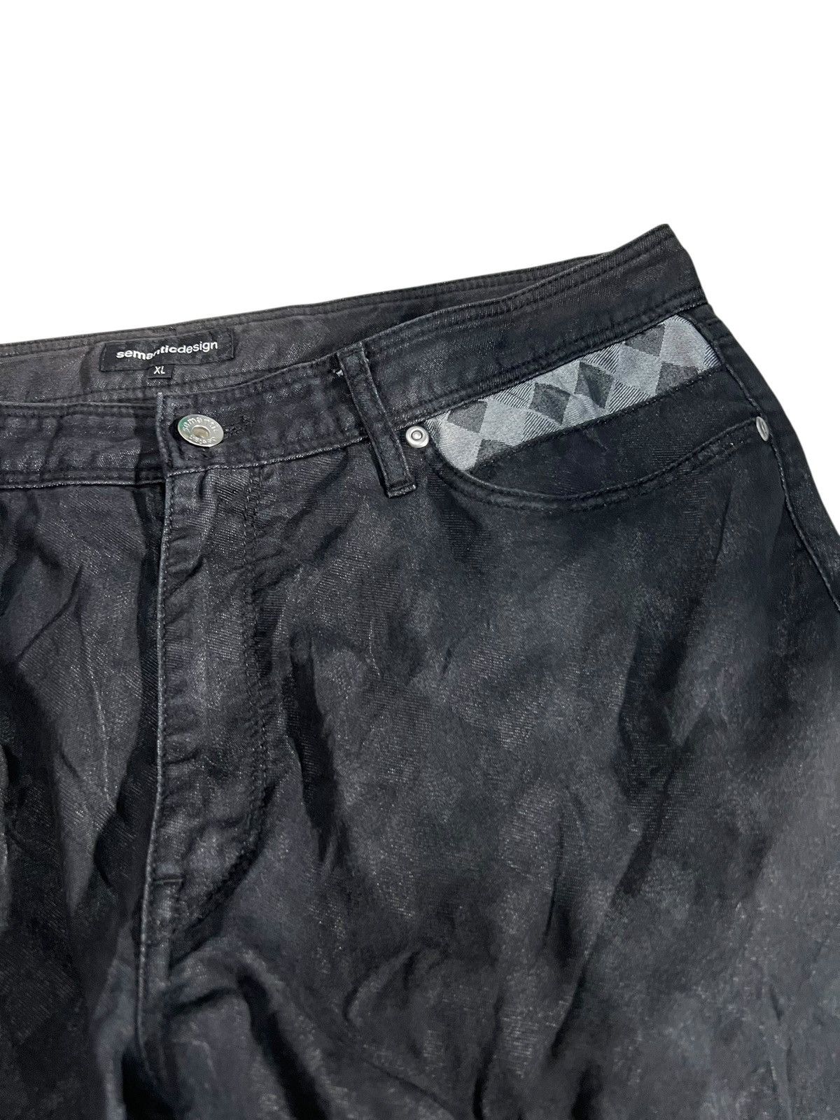 semanticdesign Semantic Design Black Punk Denim Pants Size US 33 - 6 Thumbnail